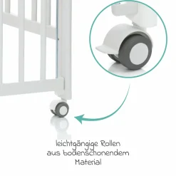Beistellgitterbett Nena aus massivem Buchenholz mit 4 feststellbaren Rollen 60 x 120 cm - Weiß
