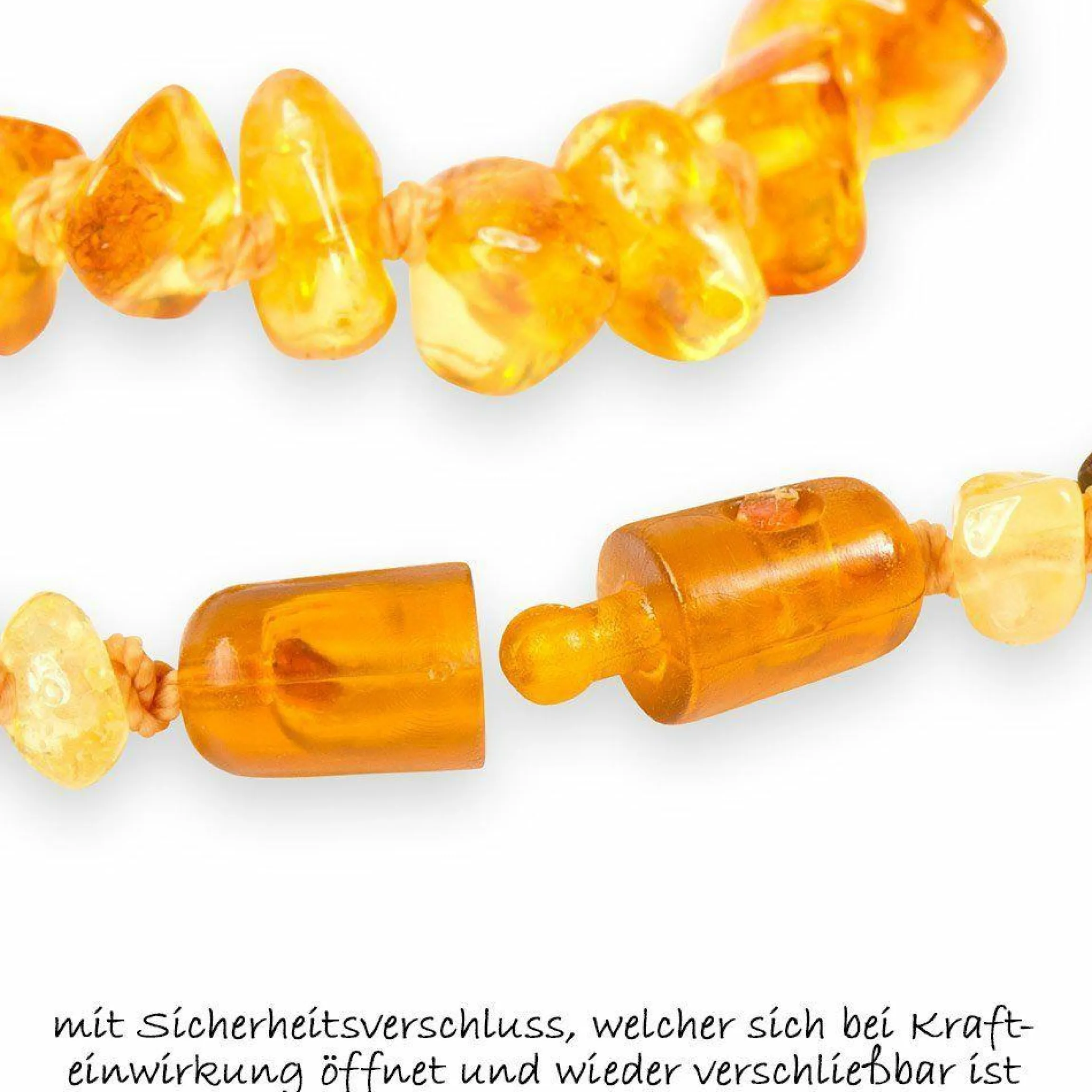 Bernsteinkette für Babys - Flachbarock Cognac