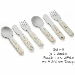 Besteck-Set 6-teilig - Punkte - Weiß