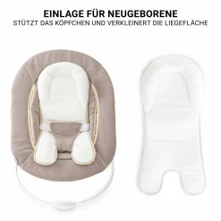 Beta Plus Dark Grey 5-tlg. Newborn Set - Hochstuhl + 2in1 Neugeborenen-Aufsatz & Wippe, Essbrett, Sitzkissen - Stretch Beige