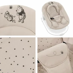 Beta Plus Natural 5-tlg. Newborn Set - Hochstuhl + 2in1 Neugeborenen-Aufsatz & Wippe + Essbrett + Sitzkissen - Disney Winnie the Pooh - Beige
