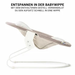 Beta Plus Natural 5-tlg. Newborn-Set - Hochstuhl + 2in1 Neugeborenen-Aufsatz & Wippe + Essbrett + Sitzpolster - Stretch Beige