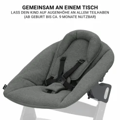 Beta Plus Natural 5-tlg. Newborn Set - Hochstuhl + 2in1 Neugeborenen-Aufsatz & Wippe Premium, Essbrett, Sitzkissen - Dark Grey