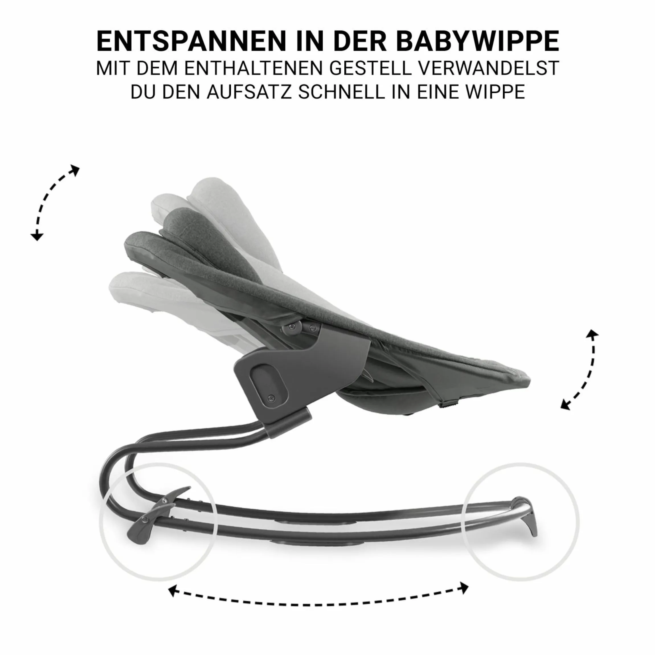Beta Plus Natural 5-tlg. Newborn Set - Hochstuhl + 2in1 Neugeborenen-Aufsatz & Wippe Premium, Essbrett, Sitzkissen - Dark Grey