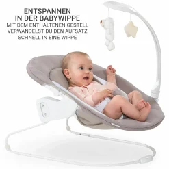 Beta Plus Natural 5-tlg. Newborn Set - Hochstuhl + 2in1 Neugeborenen-Aufsatz & Wippe Deluxe + Essbrett + Sitzpolster - Sand