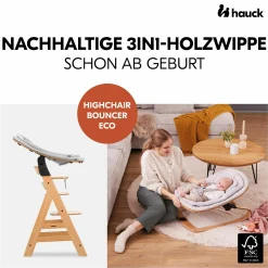 Beta Plus White 5-tlg. Newbornset - Hochstuhl + 2in1 Babyaufsatz & Wippe Eco, Essbrett, Sitzkissen - Light Grey