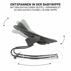 Beta Plus White 5-tlg. Newborn Set - Hochstuhl + 2in1 Neugeborenen-Aufsatz & Wippe Premium, Essbrett, Sitzkissen - Dark Grey