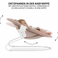 Beta Plus White 5-tlg. Newborn Set - Hochstuhl + 2in1 Neugeborenen-Aufsatz & Wippe + Essbrett + Sitzkissen - Disney - Bambi Rose