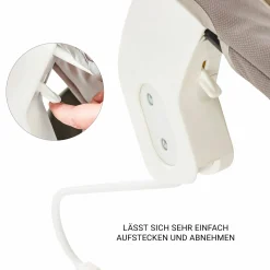 Beta Plus Whitewashed 5-tlg. Newborn Set - Hochstuhl + 2in1 Neugeborenen-Aufsatz & Wippe, Essbrett, Sitzkissen - Stretch Beige