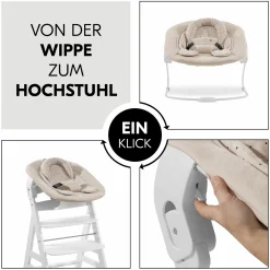 Beta Plus Whitewashed 5-tlg. Newborn Set - Hochstuhl + 2in1 Neugeborenen-Aufsatz & Wippe + Essbrett + Sitzkissen - Disney Winnie the Pooh - Beige