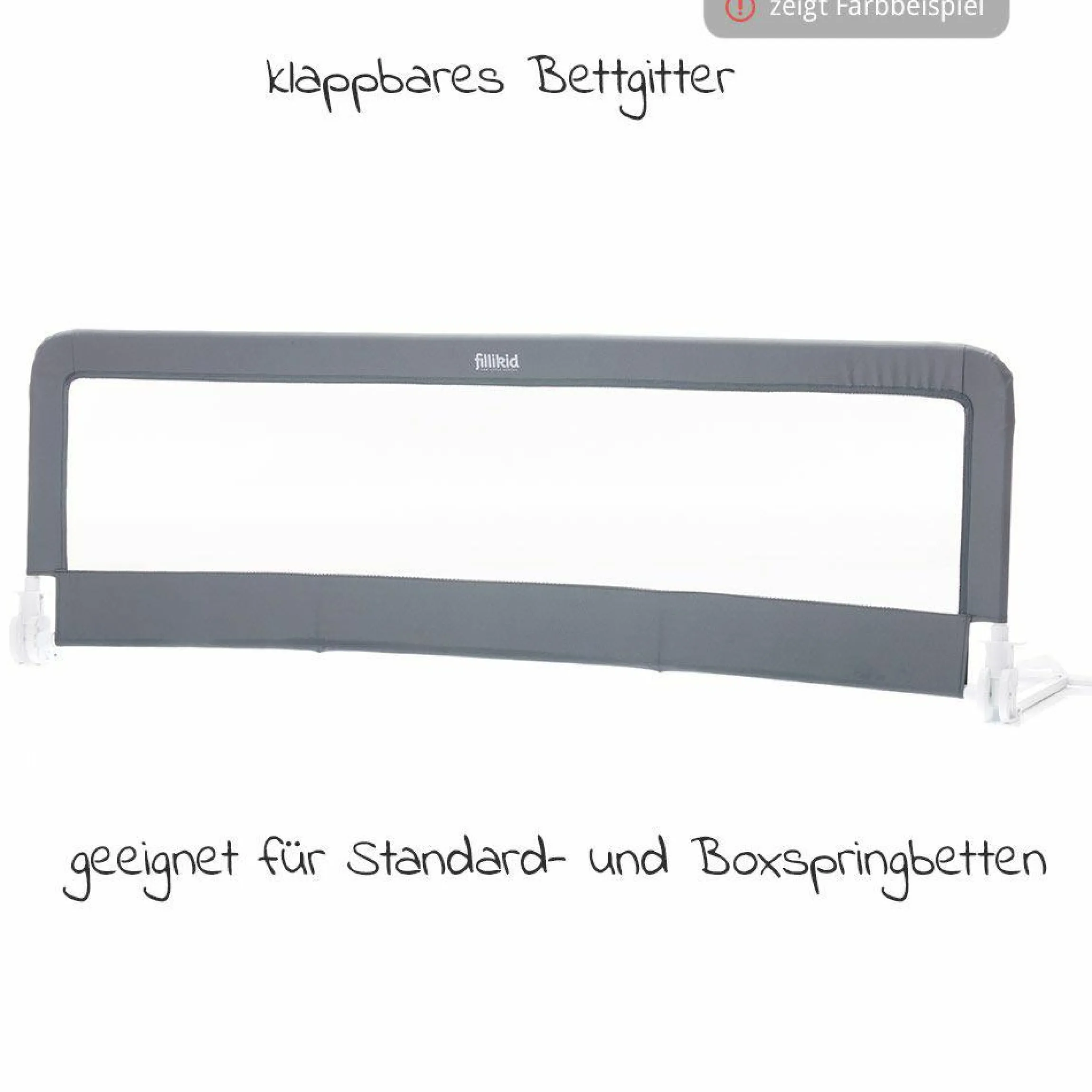 Bettgitter Emma klappbar für Standart & Boxspringbetten 150 x 50 cm - Grau