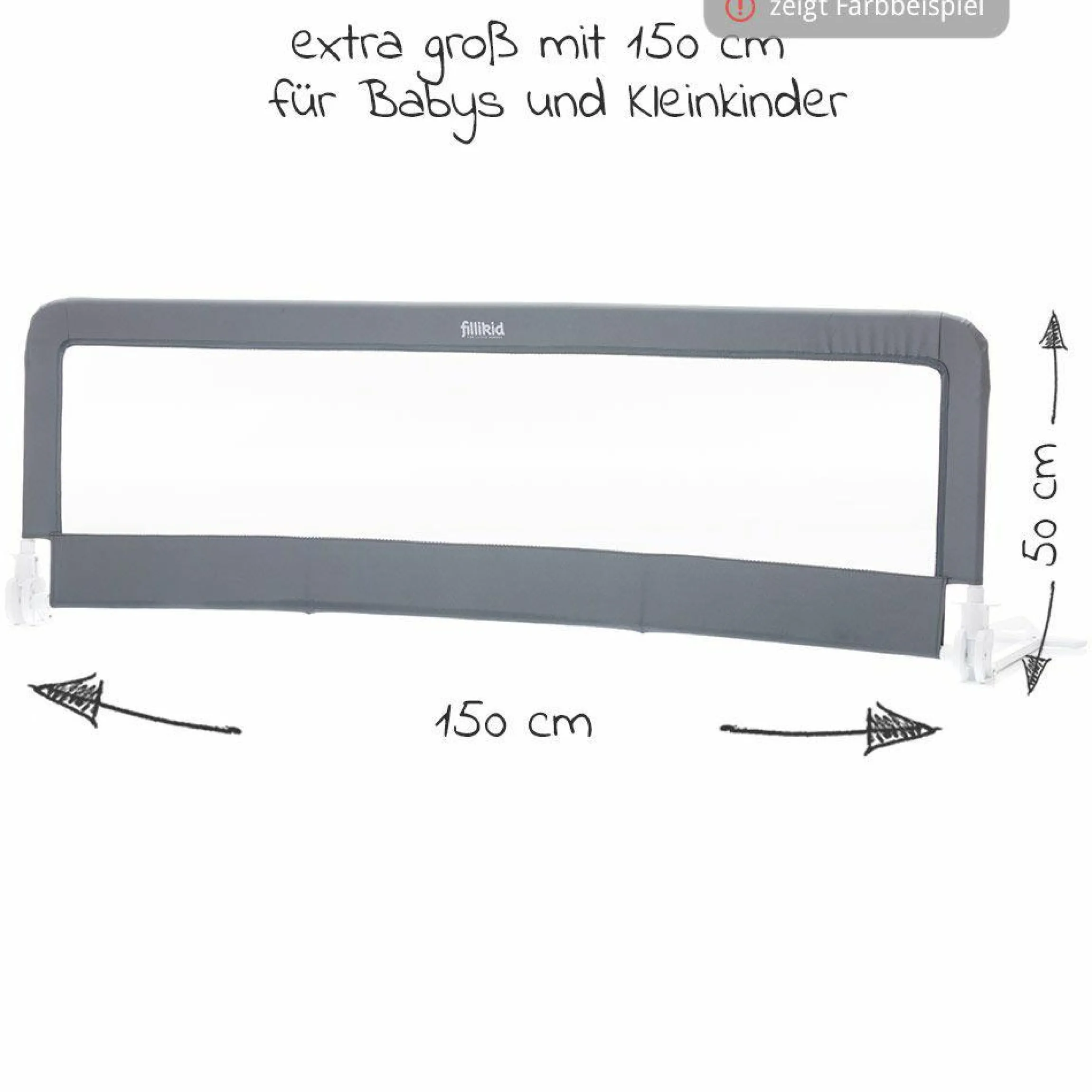 Bettgitter Emma klappbar für Standart & Boxspringbetten 150 x 50 cm - Grau