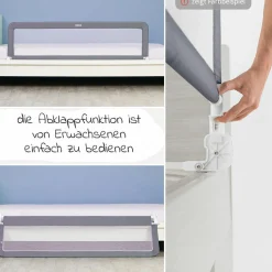 Bettgitter Emma klappbar für Standart & Boxspringbetten 150 x 50 cm - Grau