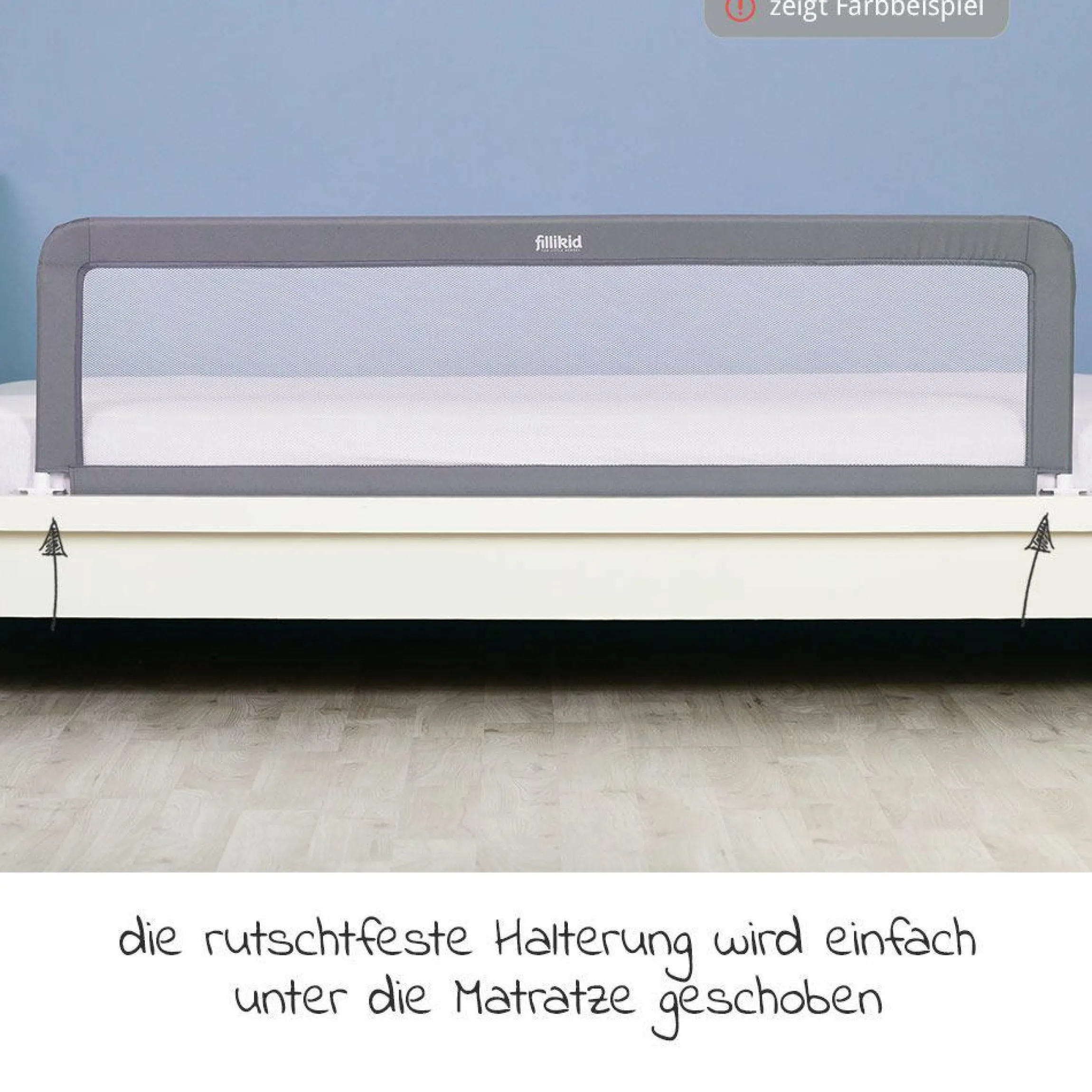 Bettgitter Emma klappbar für Standart & Boxspringbetten 150 x 50 cm - Grau