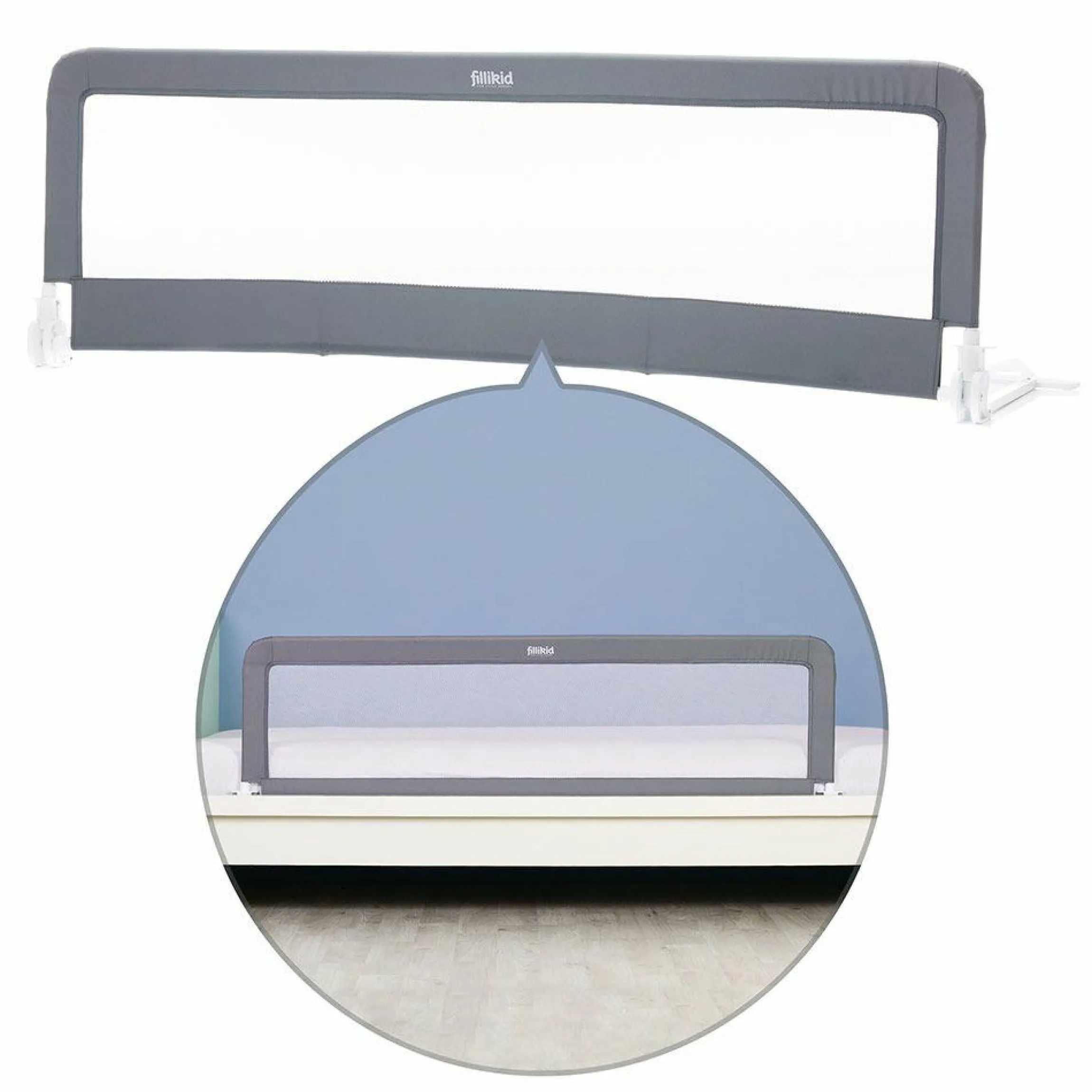 Bettgitter klappbar für Standard & Boxspringbetten 150 x 50 cm - Grau