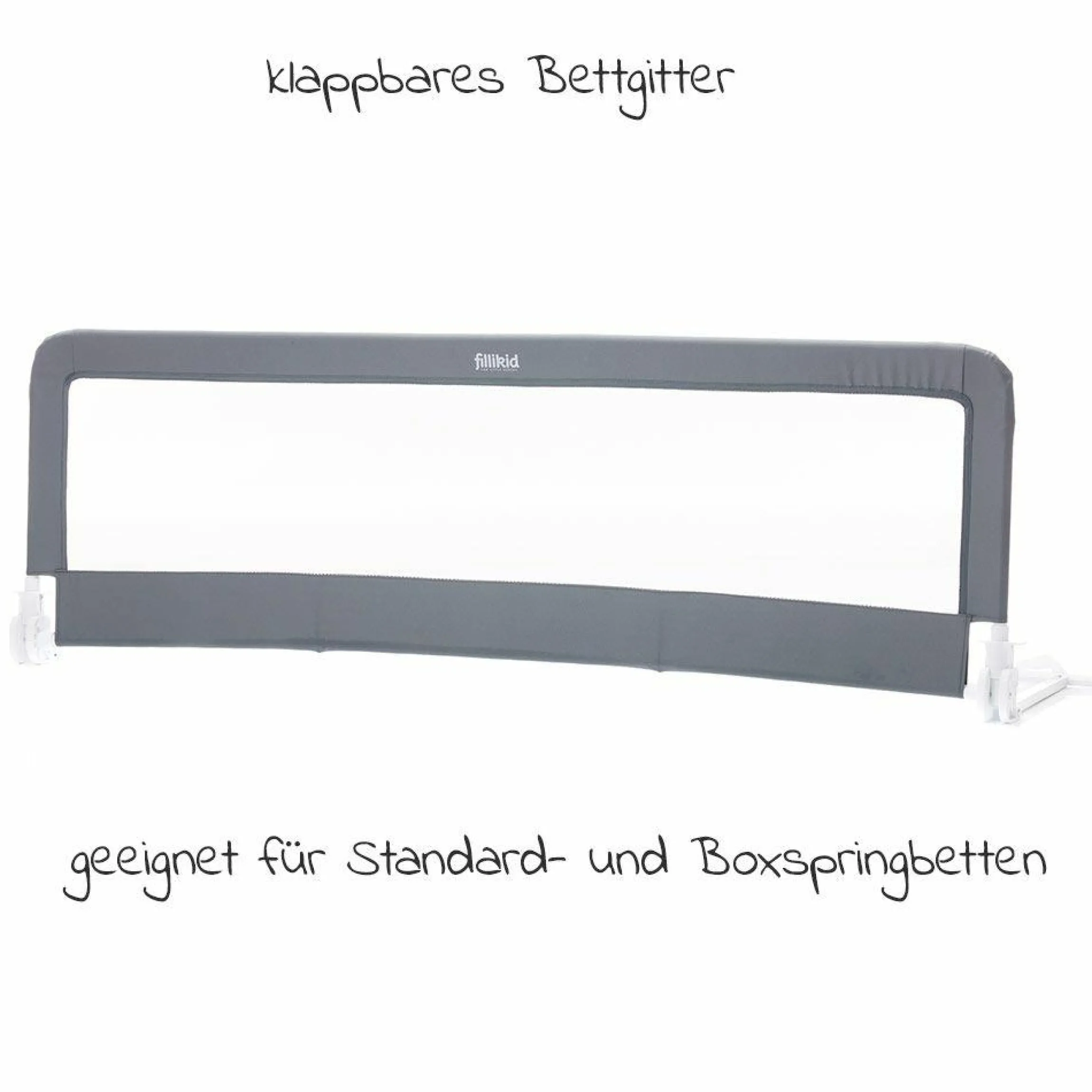 Bettgitter klappbar für Standard & Boxspringbetten 150 x 50 cm - Grau