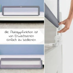 Bettgitter klappbar für Standard & Boxspringbetten 150 x 50 cm - Grau