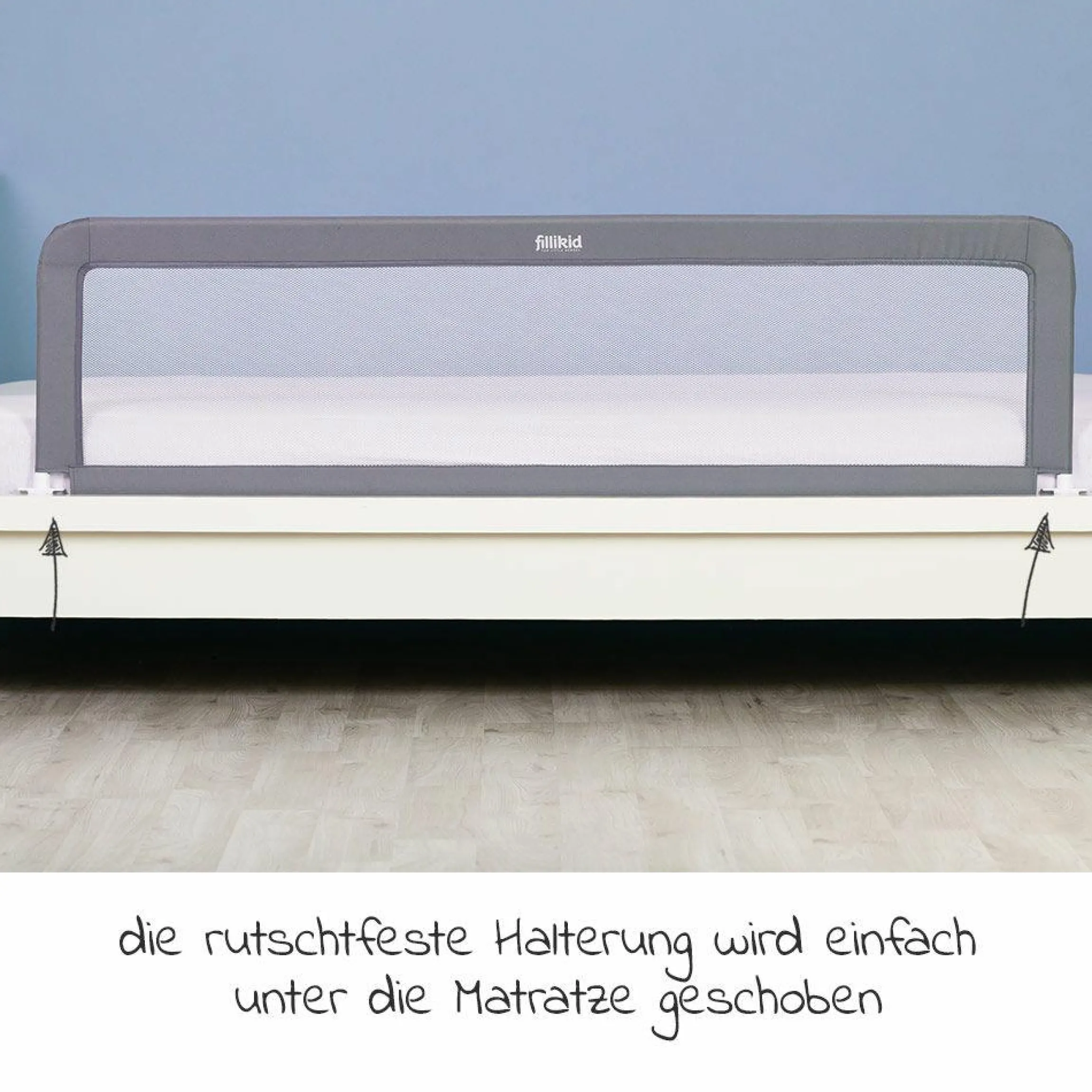 Bettgitter klappbar für Standard & Boxspringbetten 150 x 50 cm - Grau