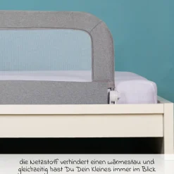 Bettgitter Lara mit Klappmechanismus für Standard- und Boxspringbetten inkl. Spanngurt - Grau