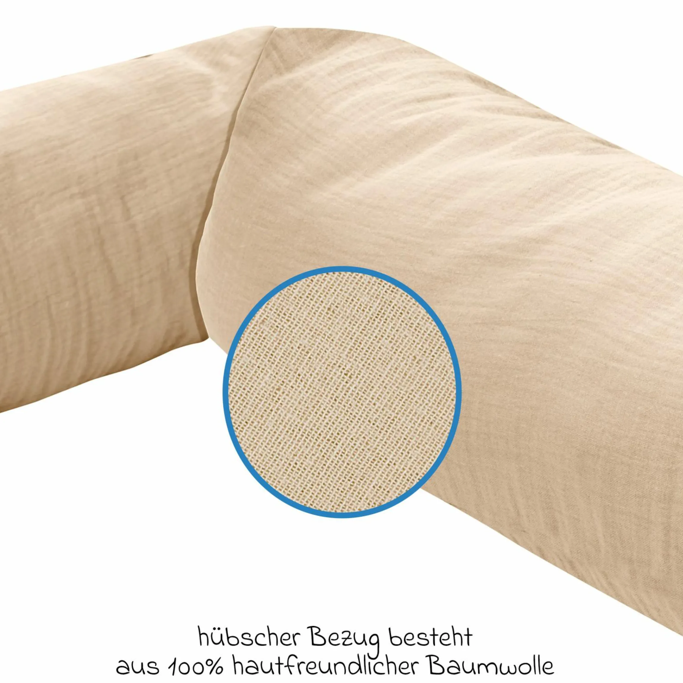 Bettschlange / Schlummer-Lounge Musselin 180 cm - Sand-Beige