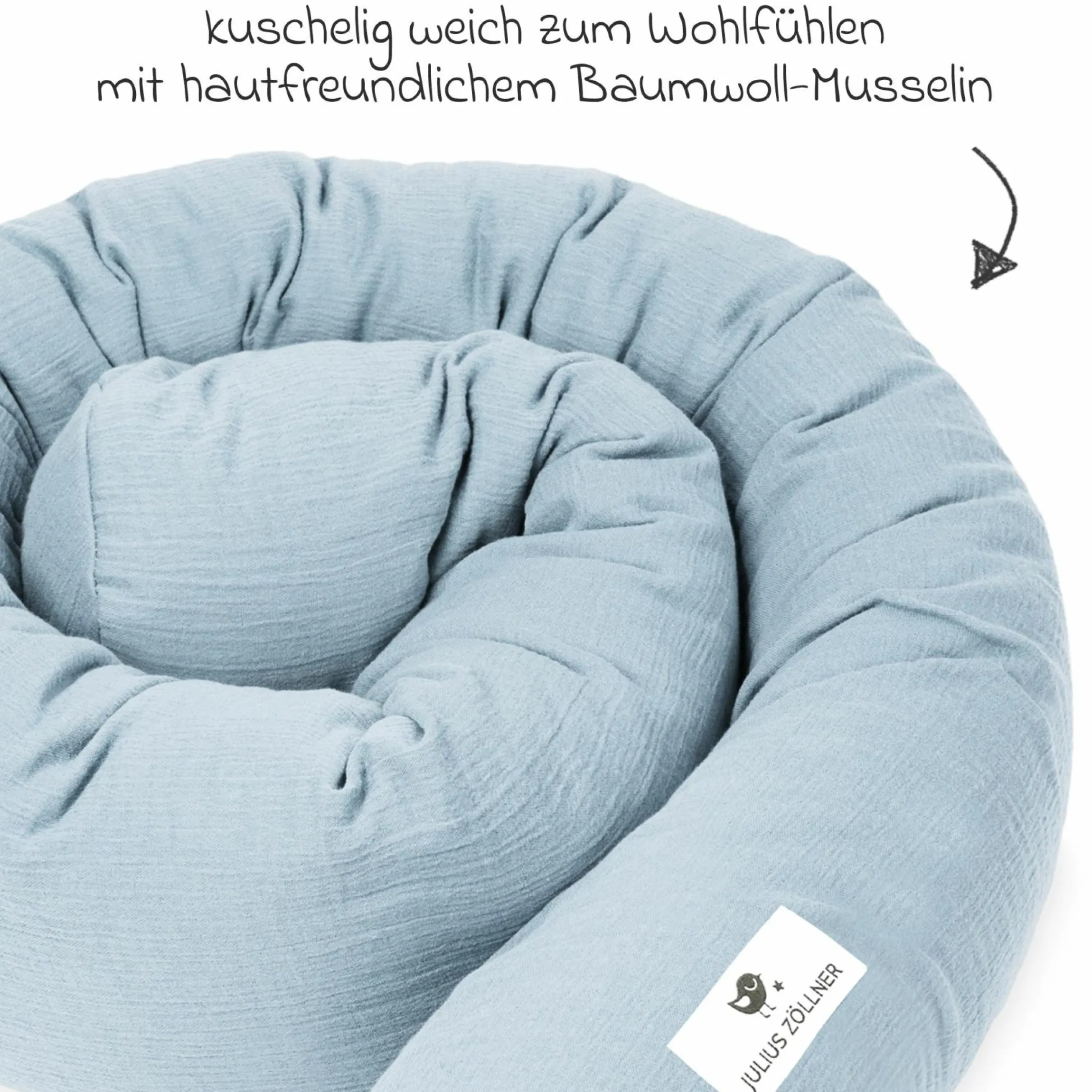 Bettschlange Musselin 180 cm - Denim