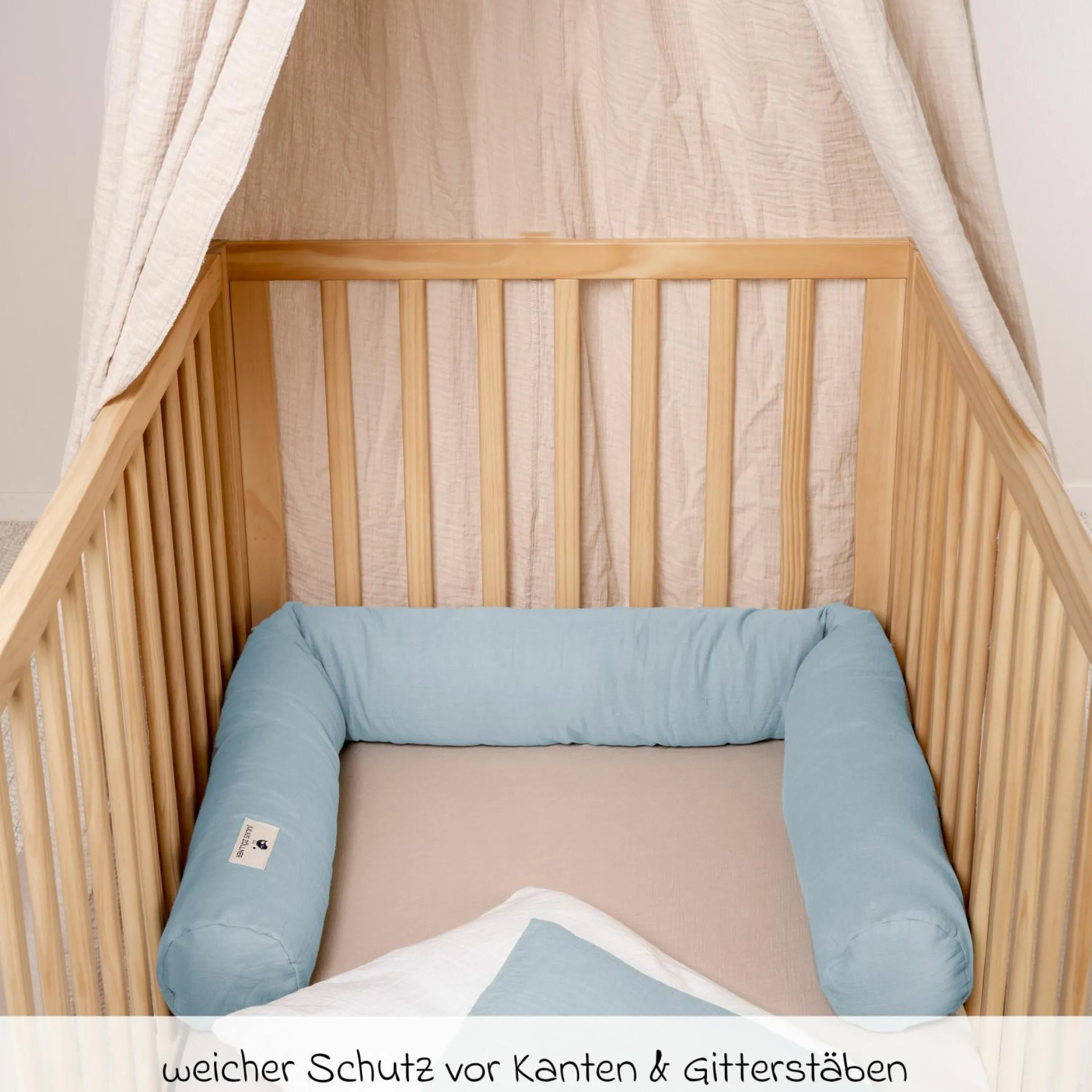 Bettschlange Musselin 180 cm - Denim