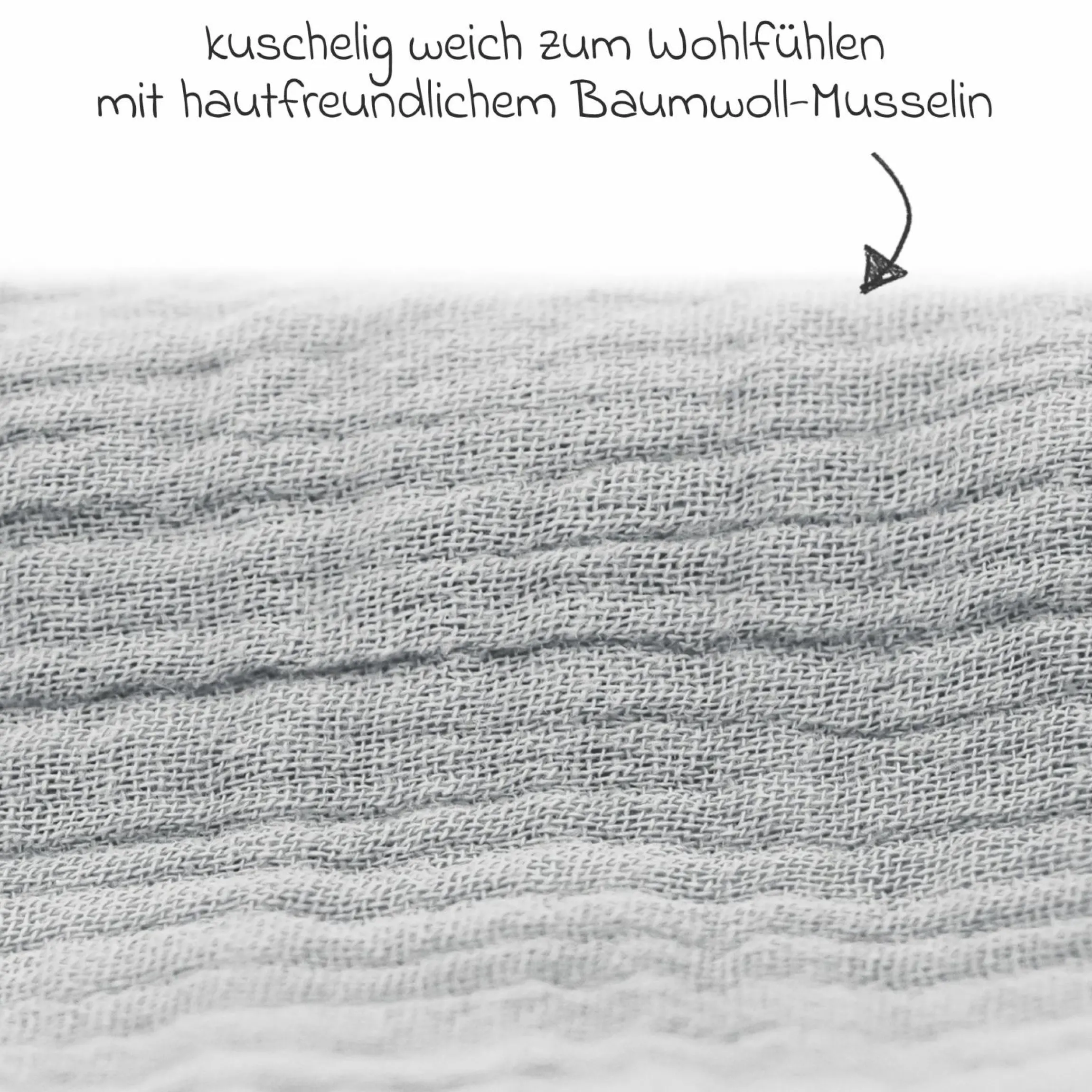 Bettschlange Musselin 180 cm - Grau