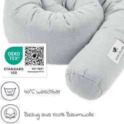 Bettschlange Musselin 180 cm - Grau