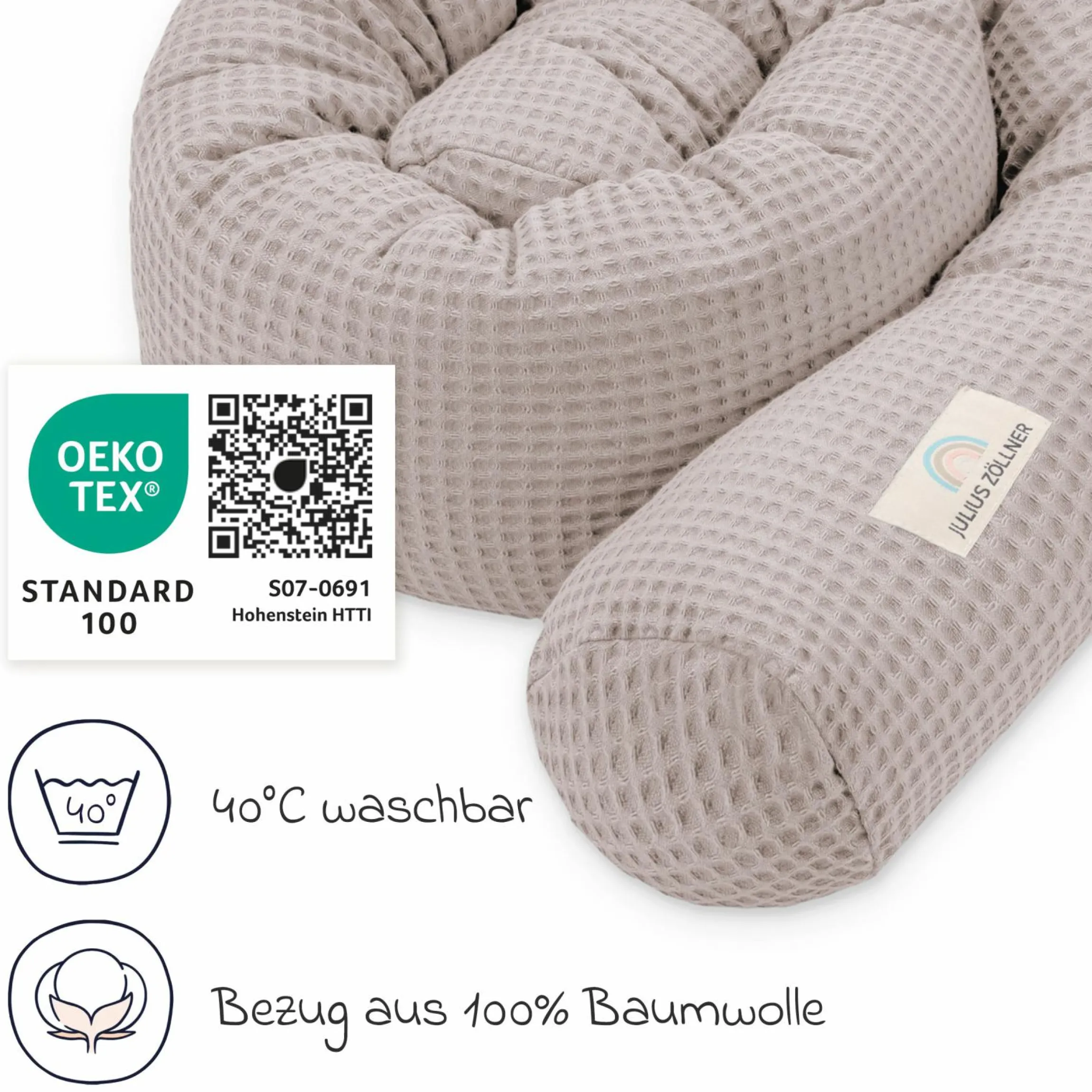Bettschlange Waffelpique 180 cm - Nougat