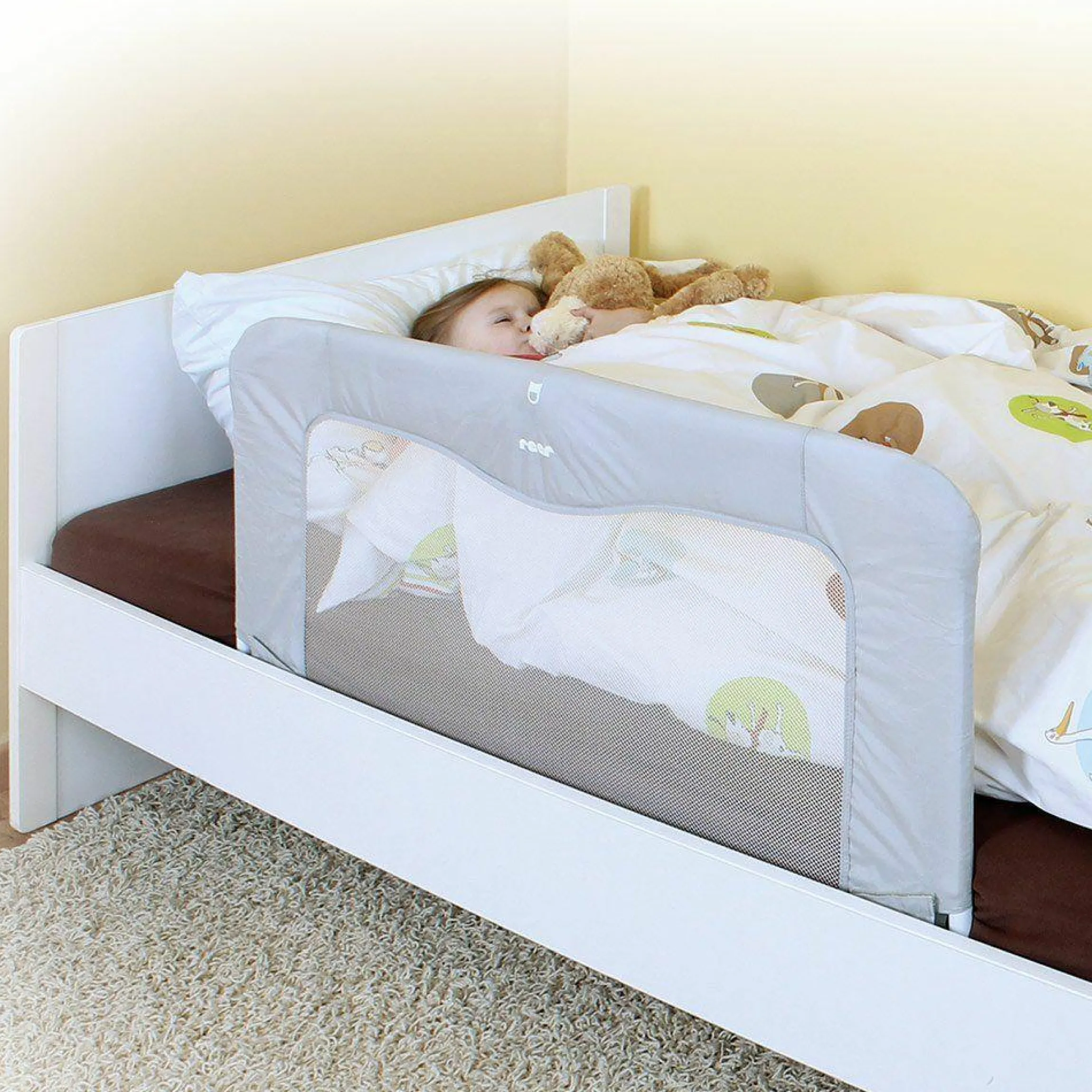 Bettschutzgitter By My Side XL 150 cm - Weiß Grau
