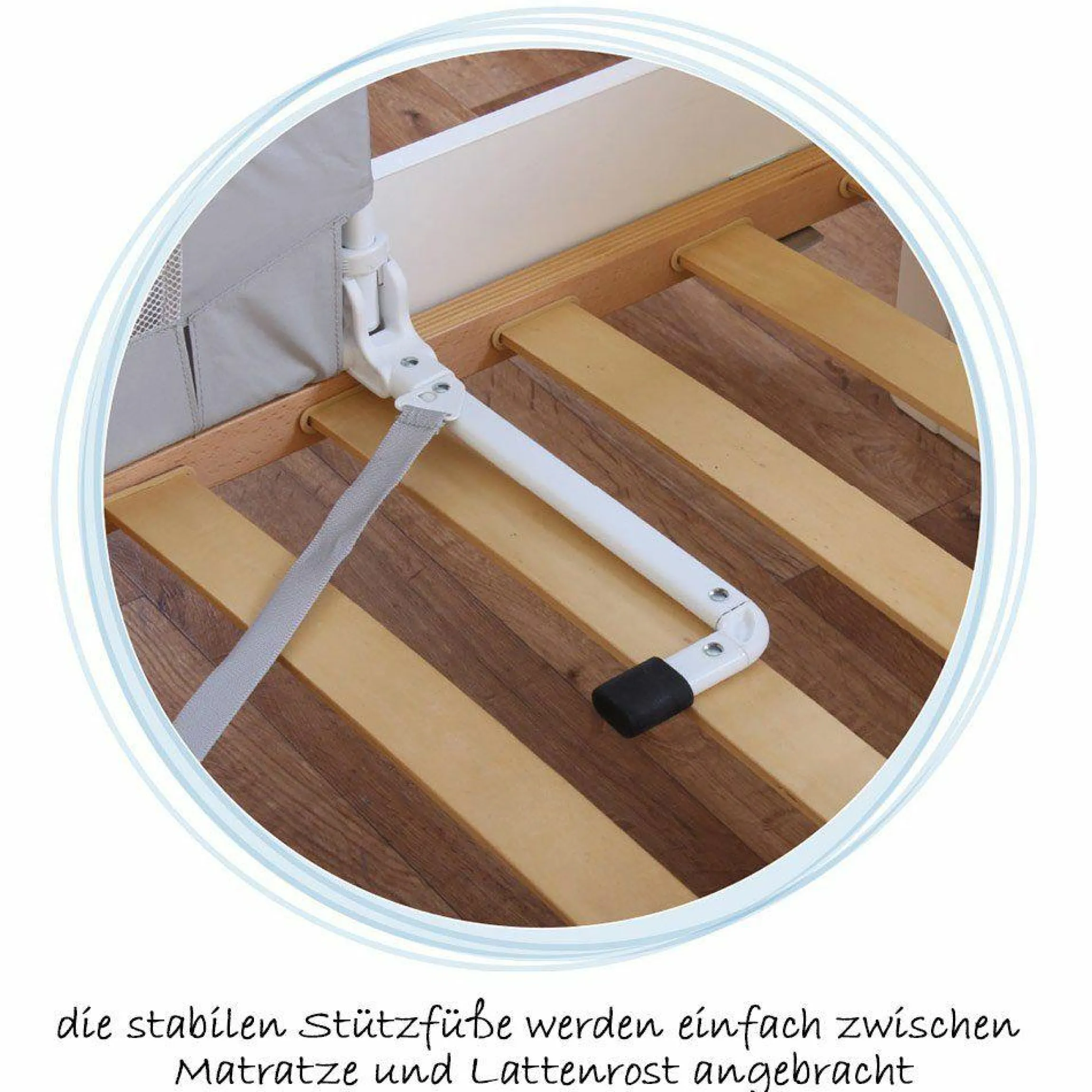 Bettschutzgitter By My Side XL 150 cm - Weiß Grau