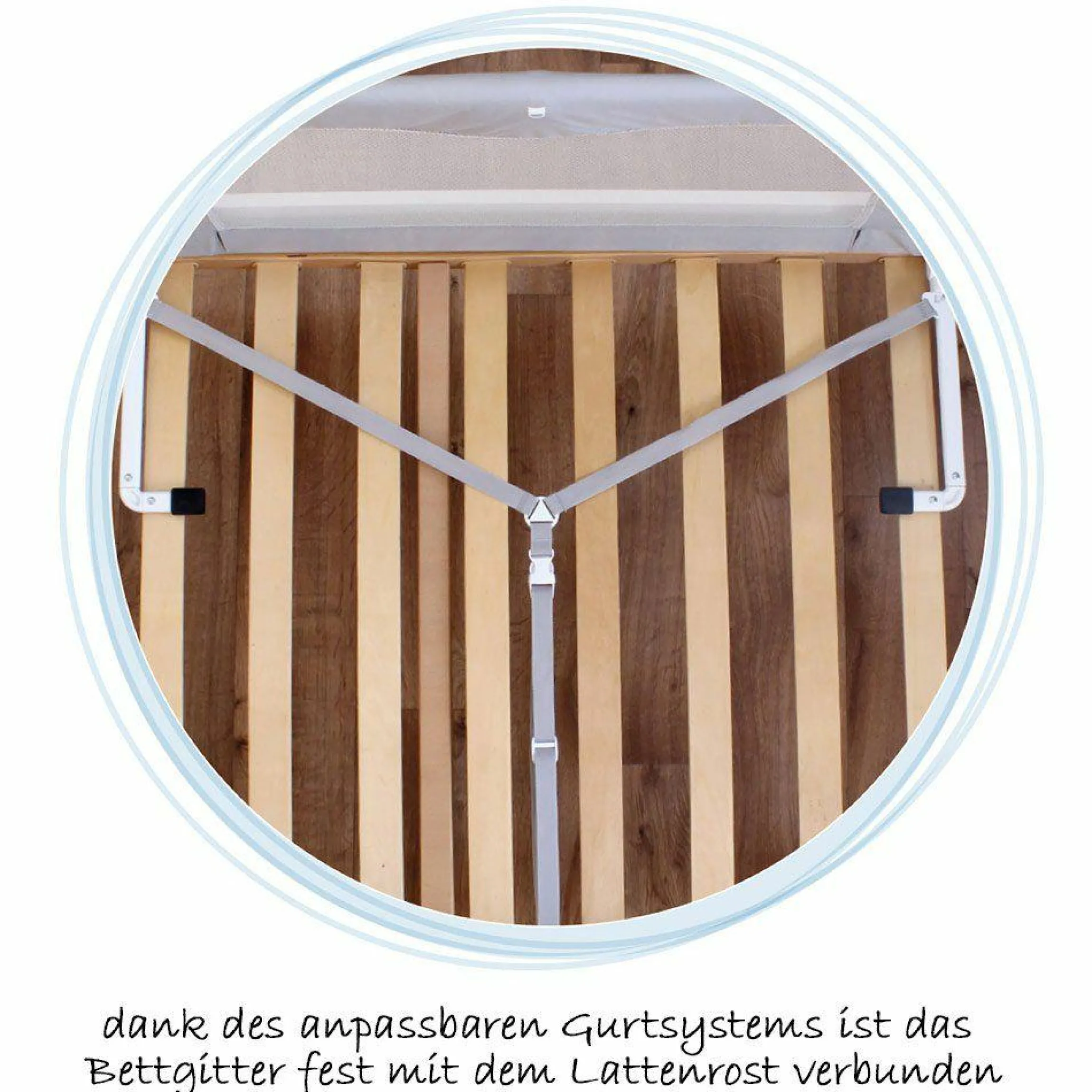 Bettschutzgitter By My Side XL 150 cm - Weiß Grau