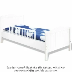 Bettschutzgitter Classic Weiß 90 cm - Buche massiv