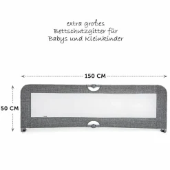 Bettschutzgitter Sleep'n Safe Plus XL 150 cm - Melange Grey