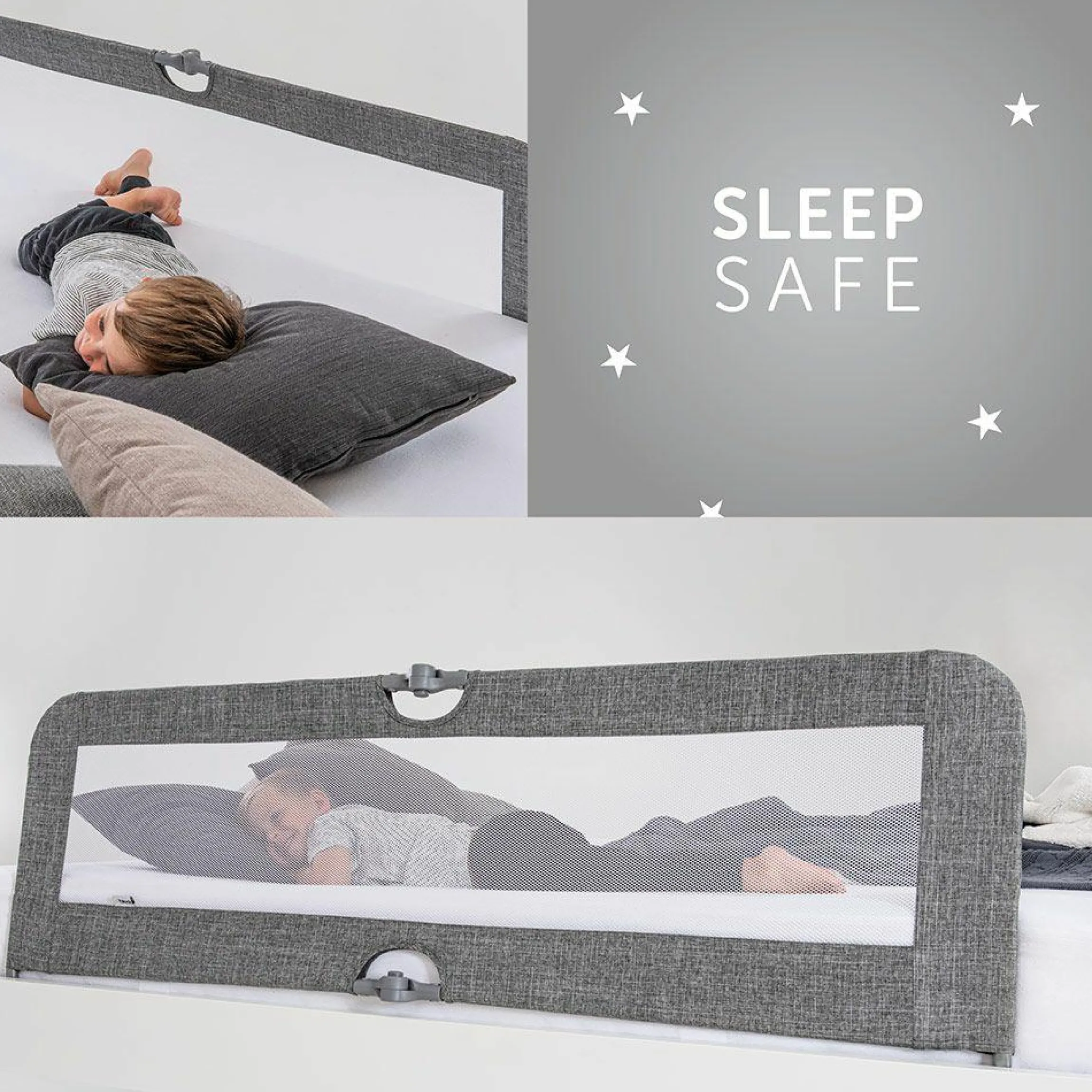 Bettschutzgitter Sleep'n Safe Plus XL 150 cm - Melange Grey