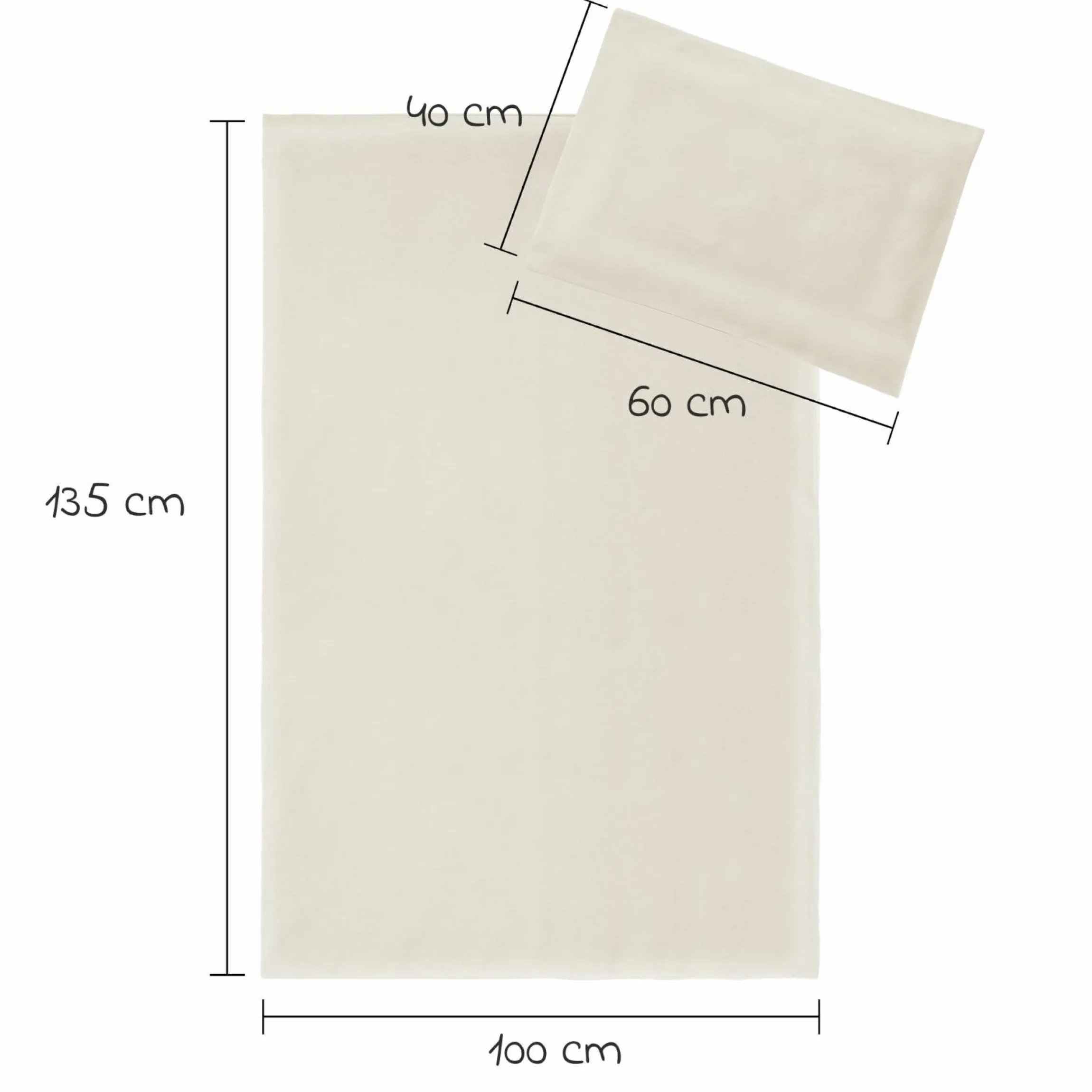 Bettwäsche 100 x 135 cm / 40 x 60 cm - Uni - Beige