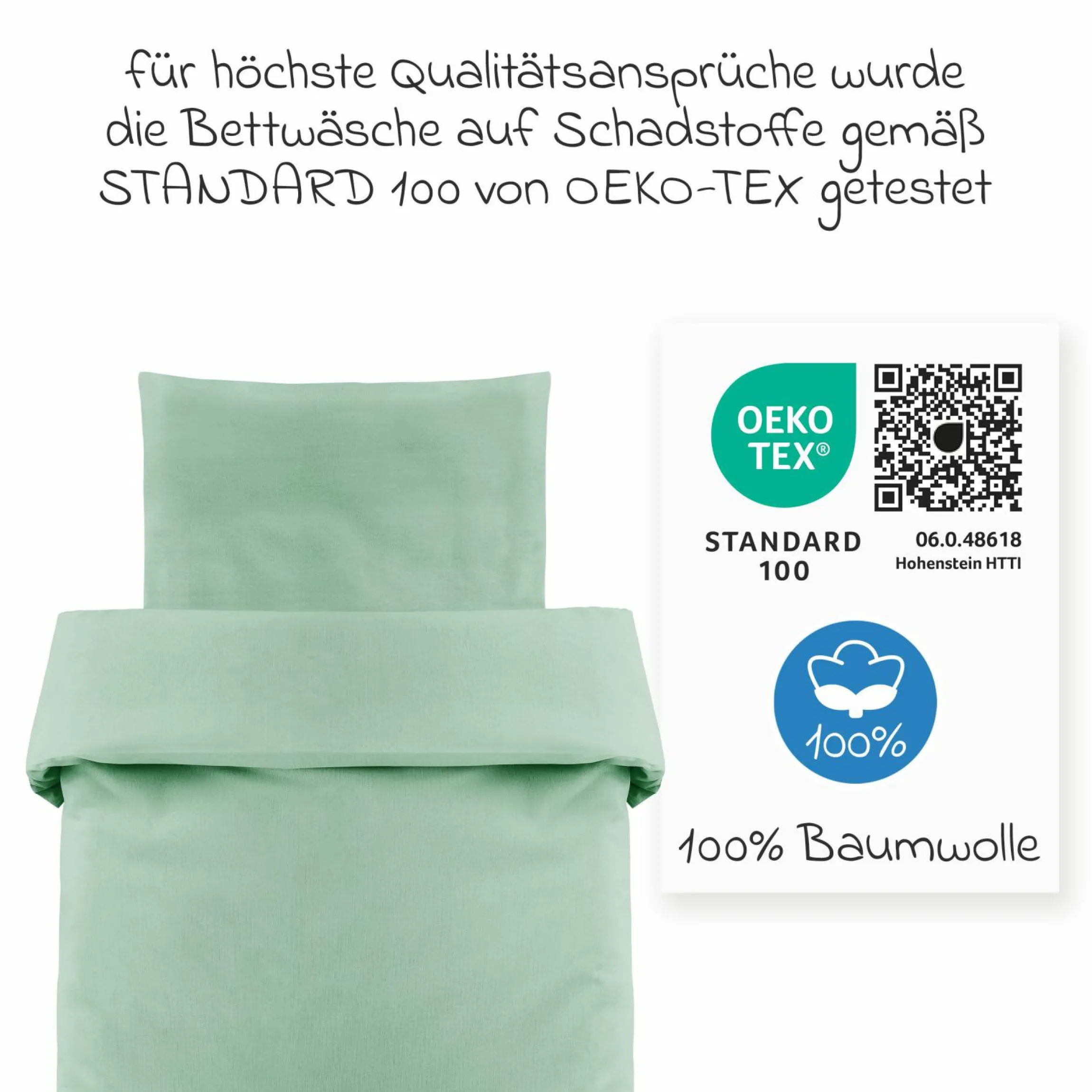 Bettwäsche 80 x 80 cm / 35 x 40 cm - Uni - Icegreen