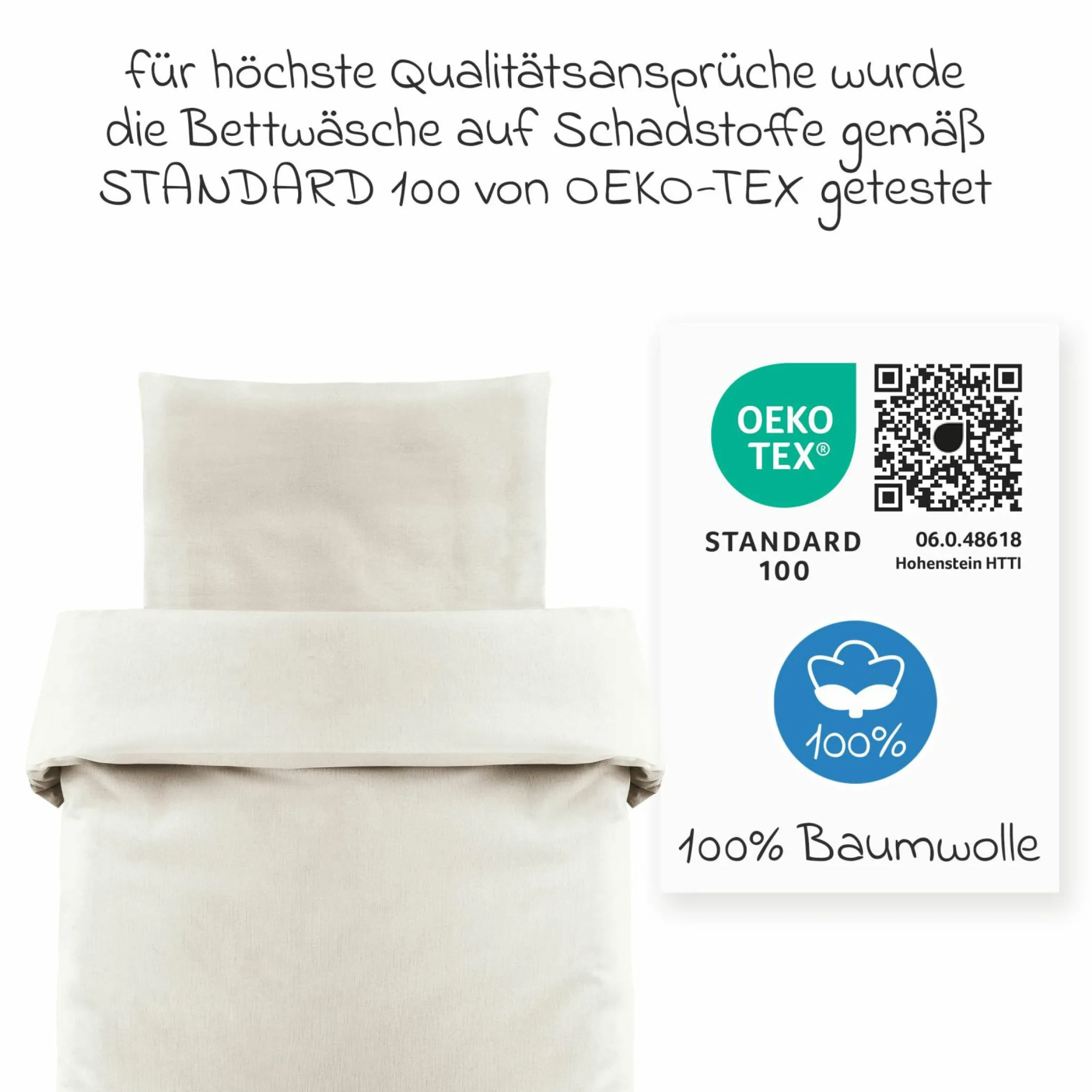 Bettwäsche 80 x 80 cm / 35 x 40 cm - Uni - Beige
