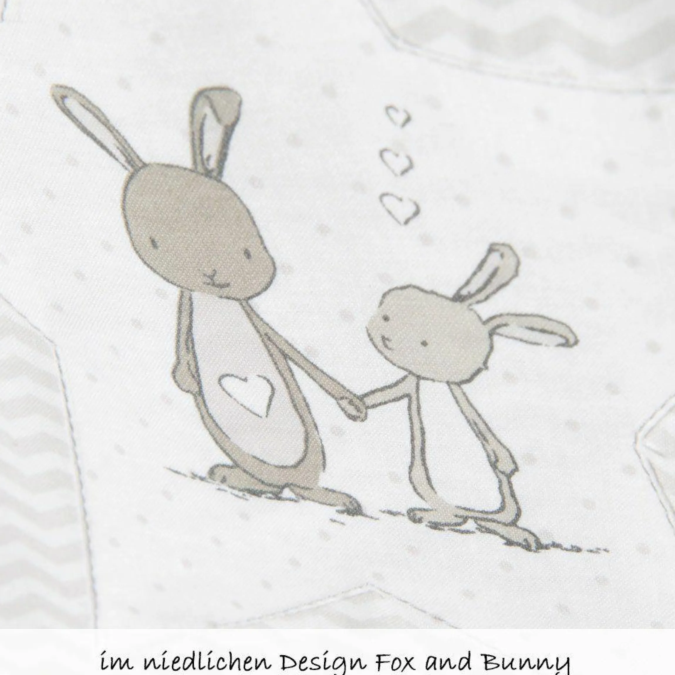 Bettwäsche 100 x 135 cm - Fox & Bunny - Grau