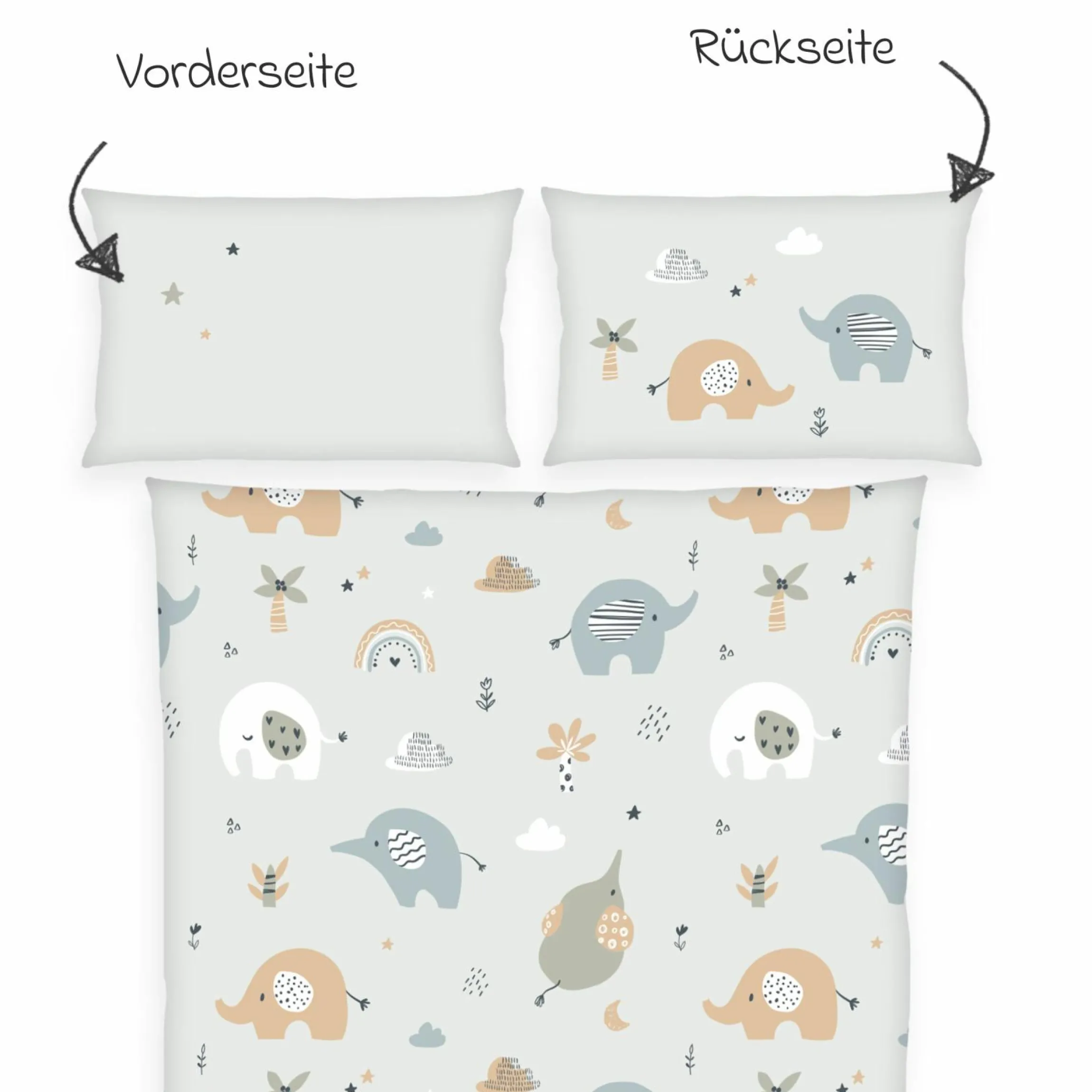 Bettwäsche Flanell 100 x 135 cm - Elephants