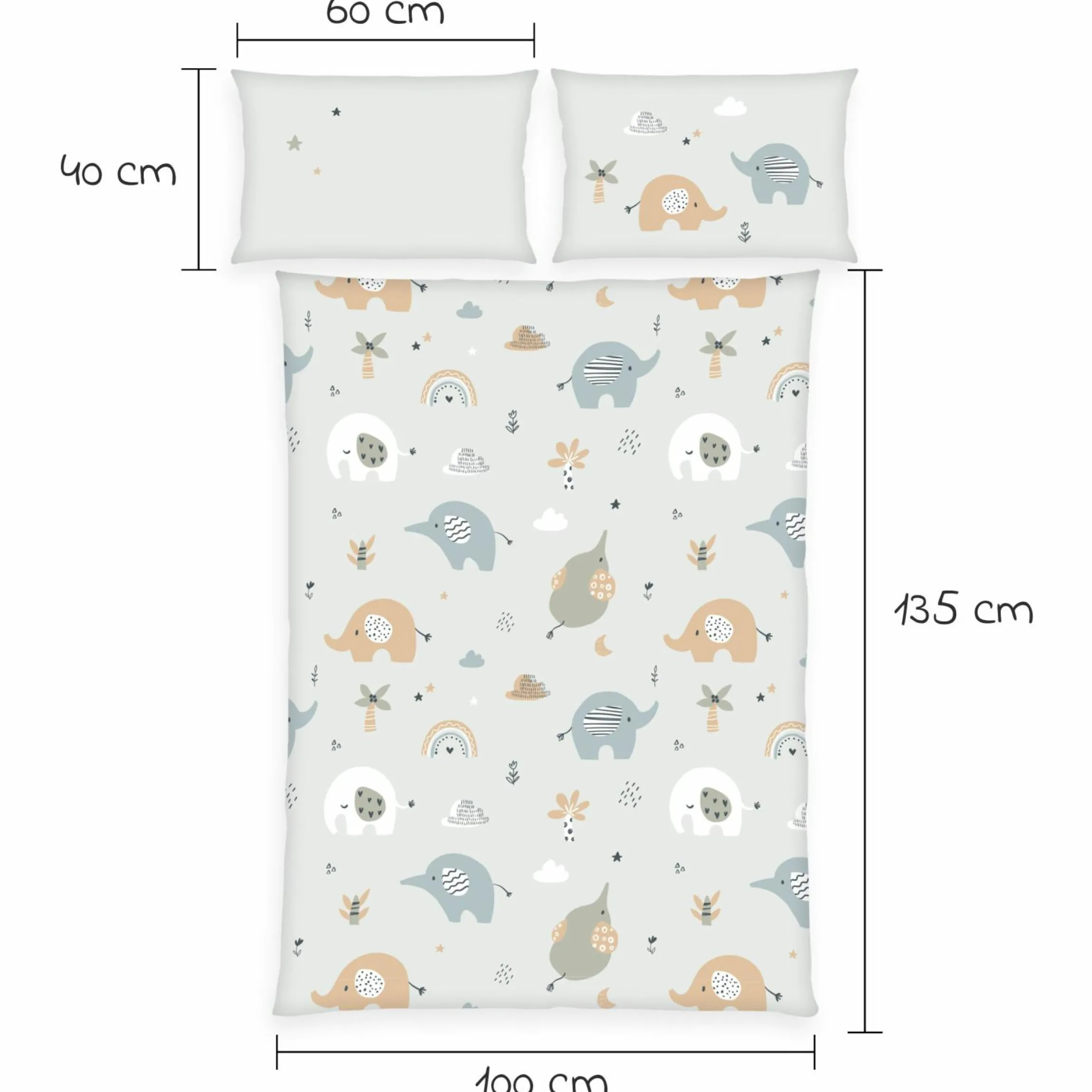Bettwäsche Flanell 100 x 135 cm - Elephants