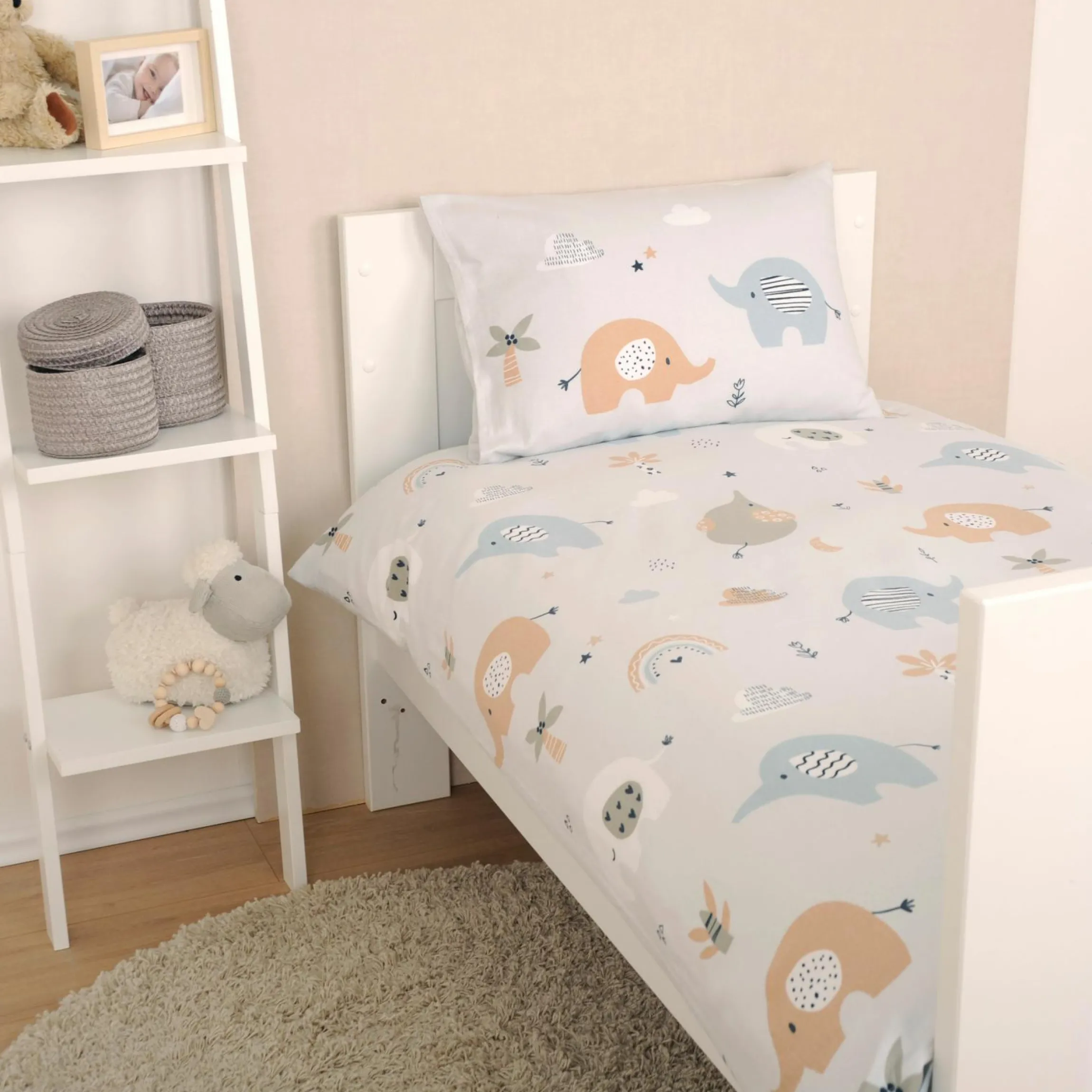 Bettwäsche Flanell 100 x 135 cm - Elephants