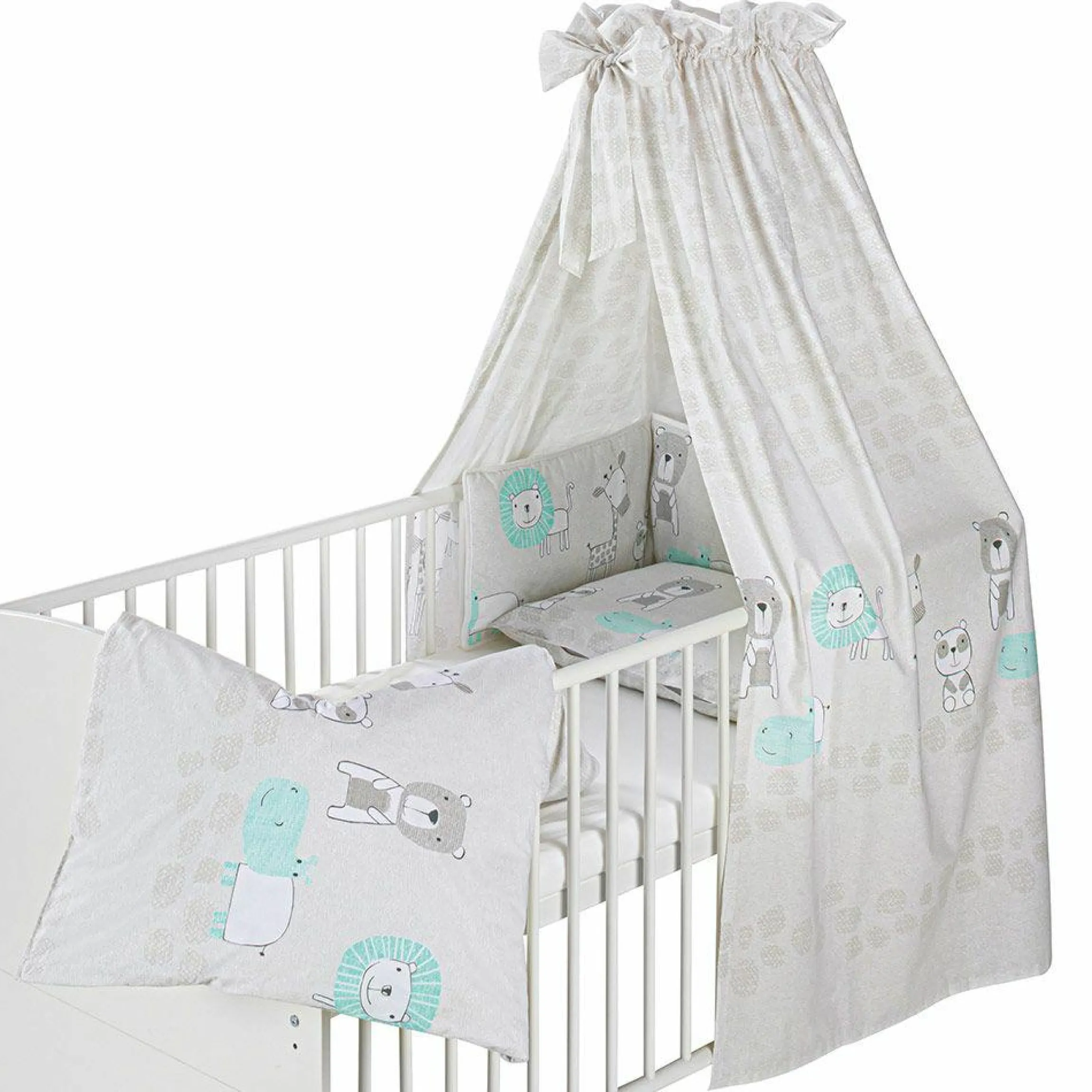 Bettwäsche-Set 4-tlg. Bezüge, Himmel, Nestchen - Exklusiv Design Wallis - Grau