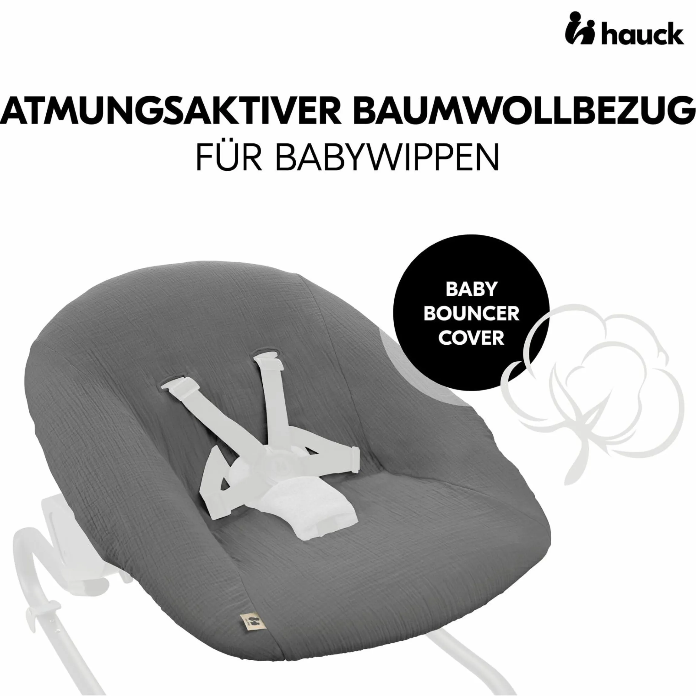 Bezug für Alpha Newborn Bouncer (atmungsaktiv & einfach waschbar) - Dark Grey