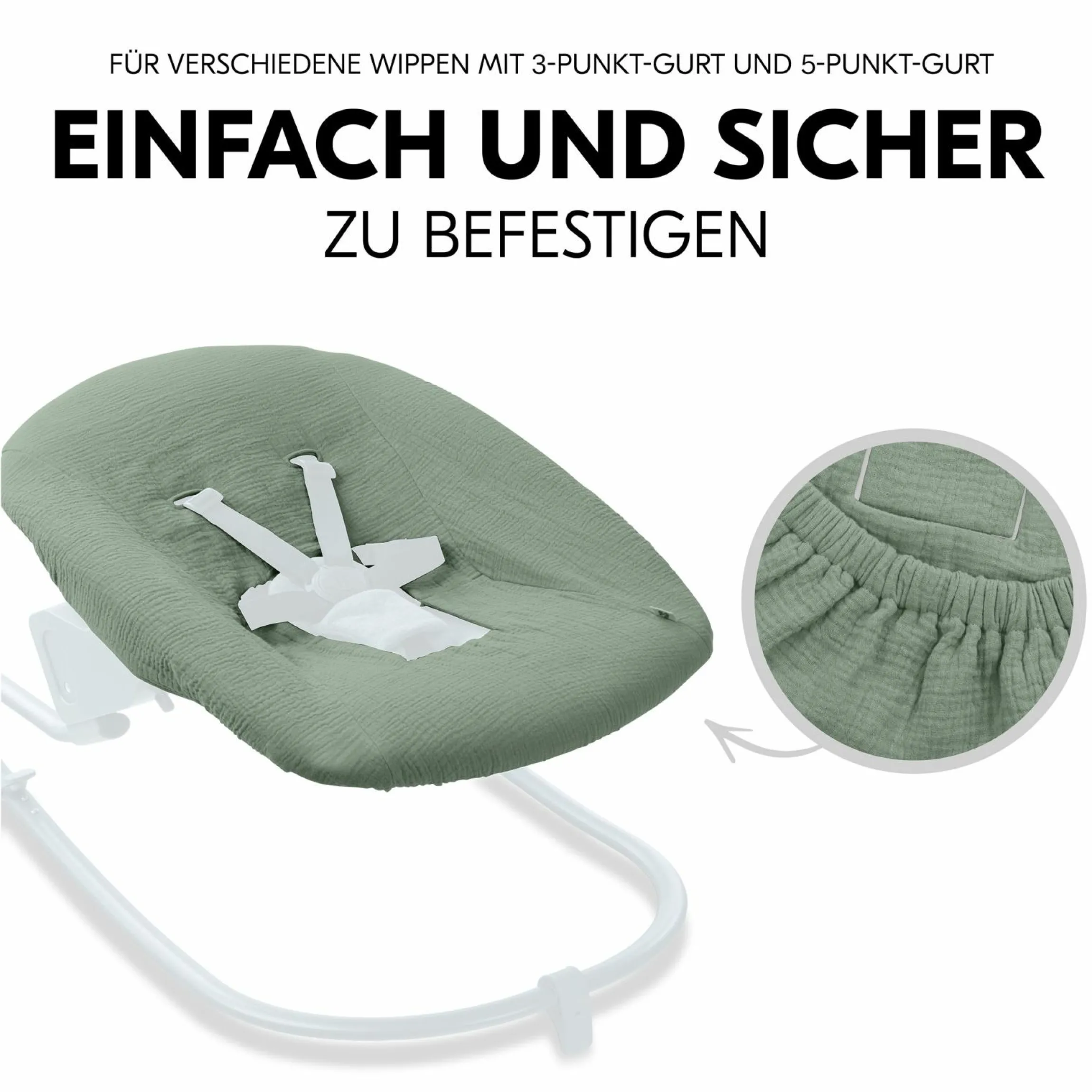 Bezug für Alpha Newborn Bouncer (atmungsaktiv & einfach waschbar) - Sage