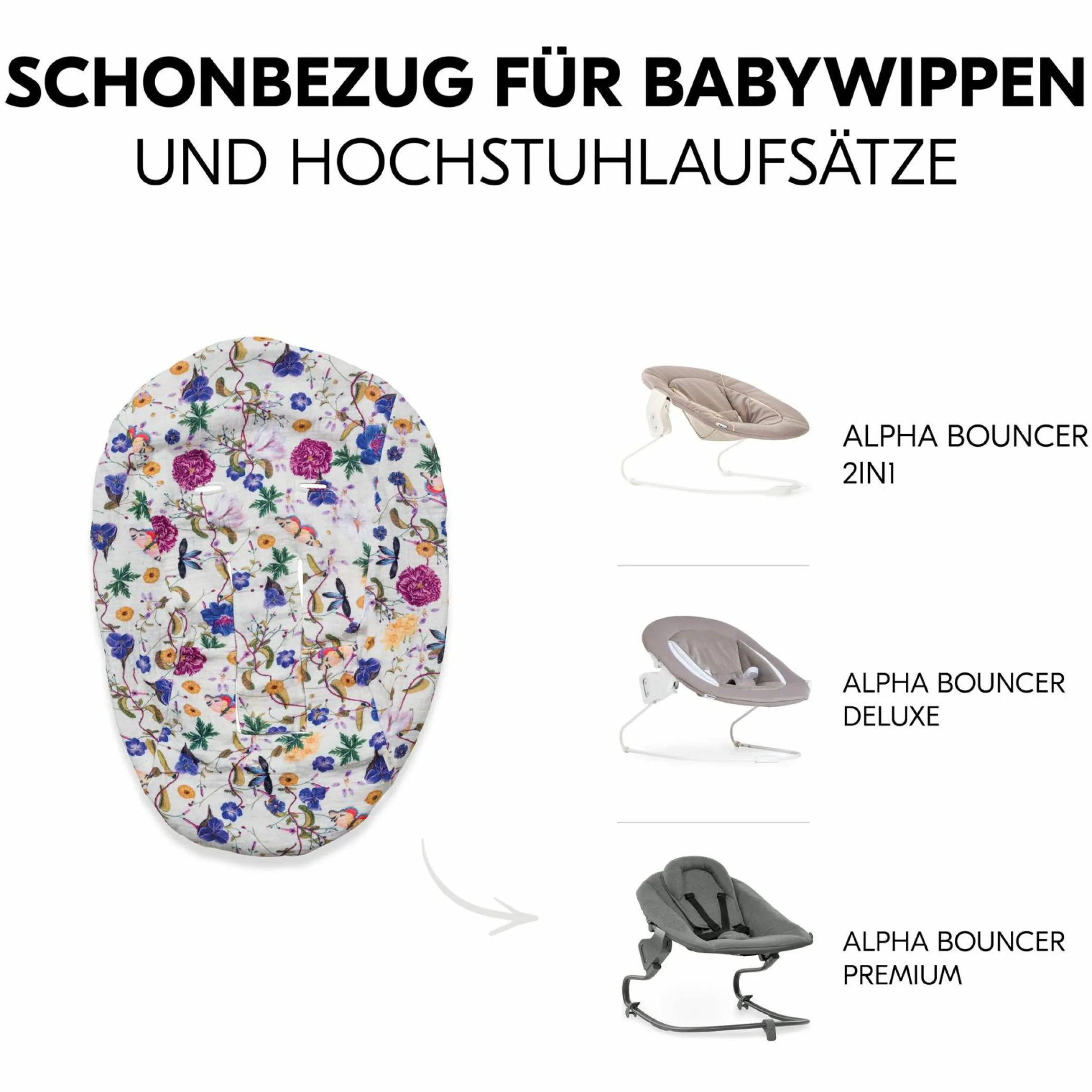 Bezug für Alpha Newborn Bouncer (atmungsaktiv & einfach waschbar) - Floral Beige