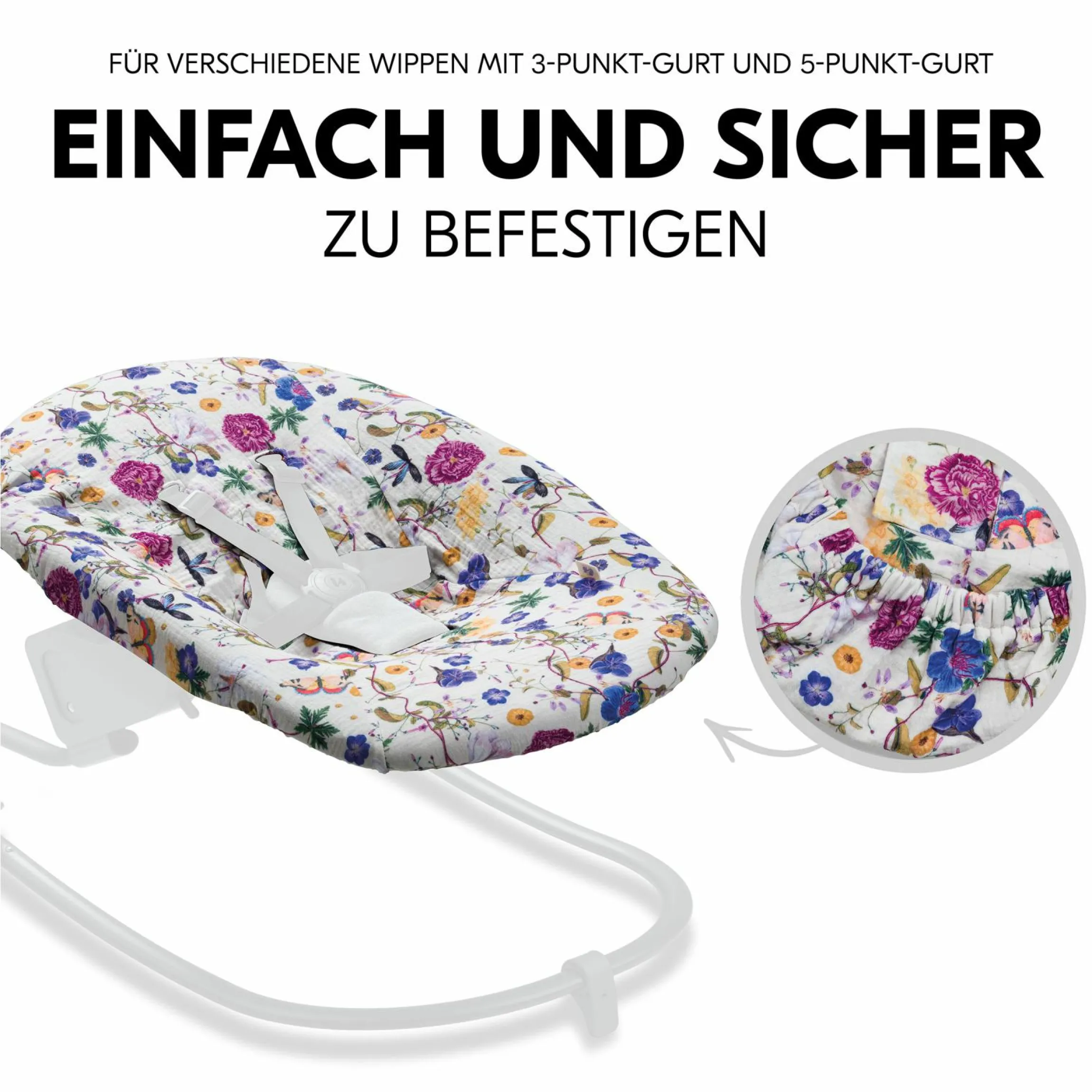 Bezug für Alpha Newborn Bouncer (atmungsaktiv & einfach waschbar) - Floral Beige