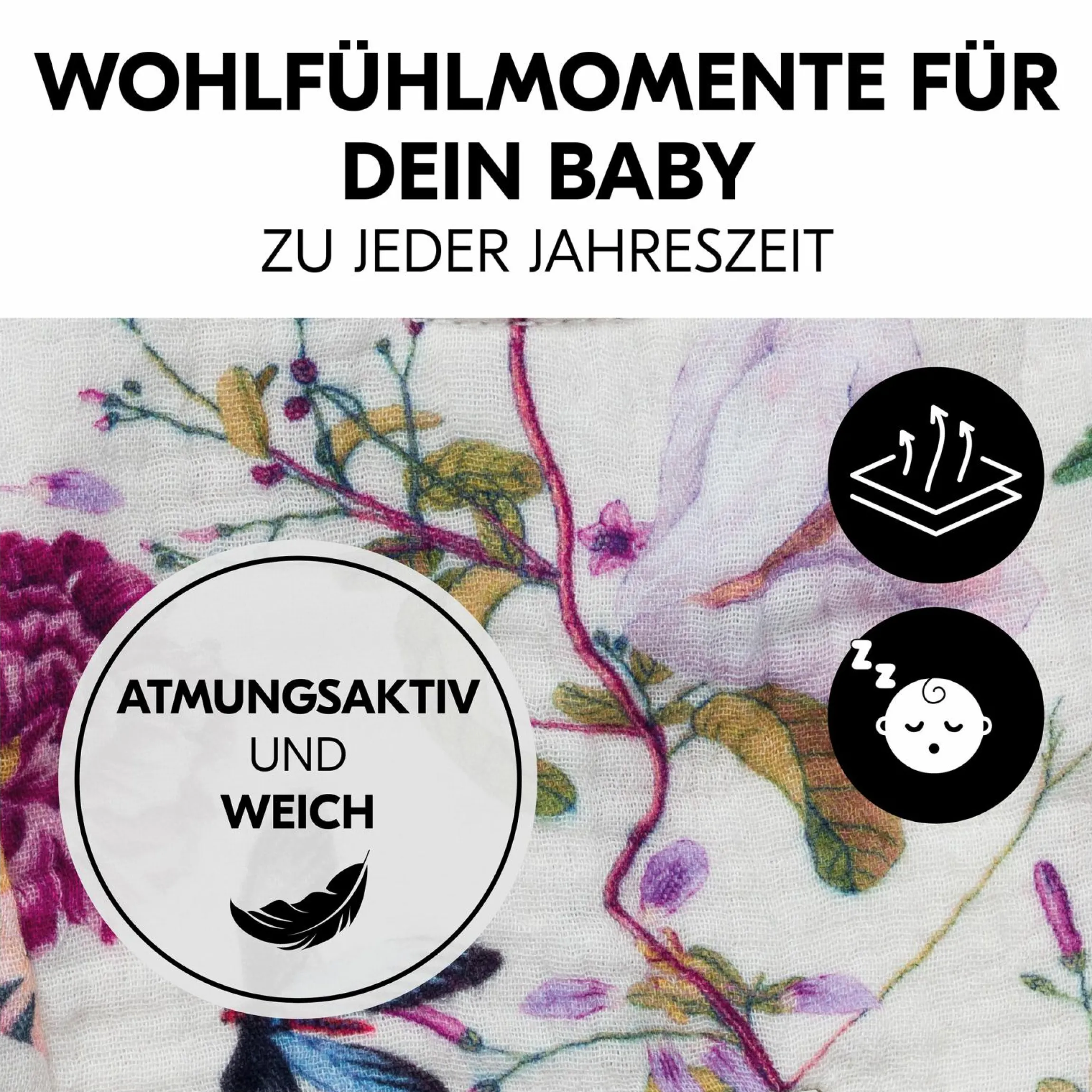 Bezug für Alpha Newborn Bouncer (atmungsaktiv & einfach waschbar) - Floral Beige