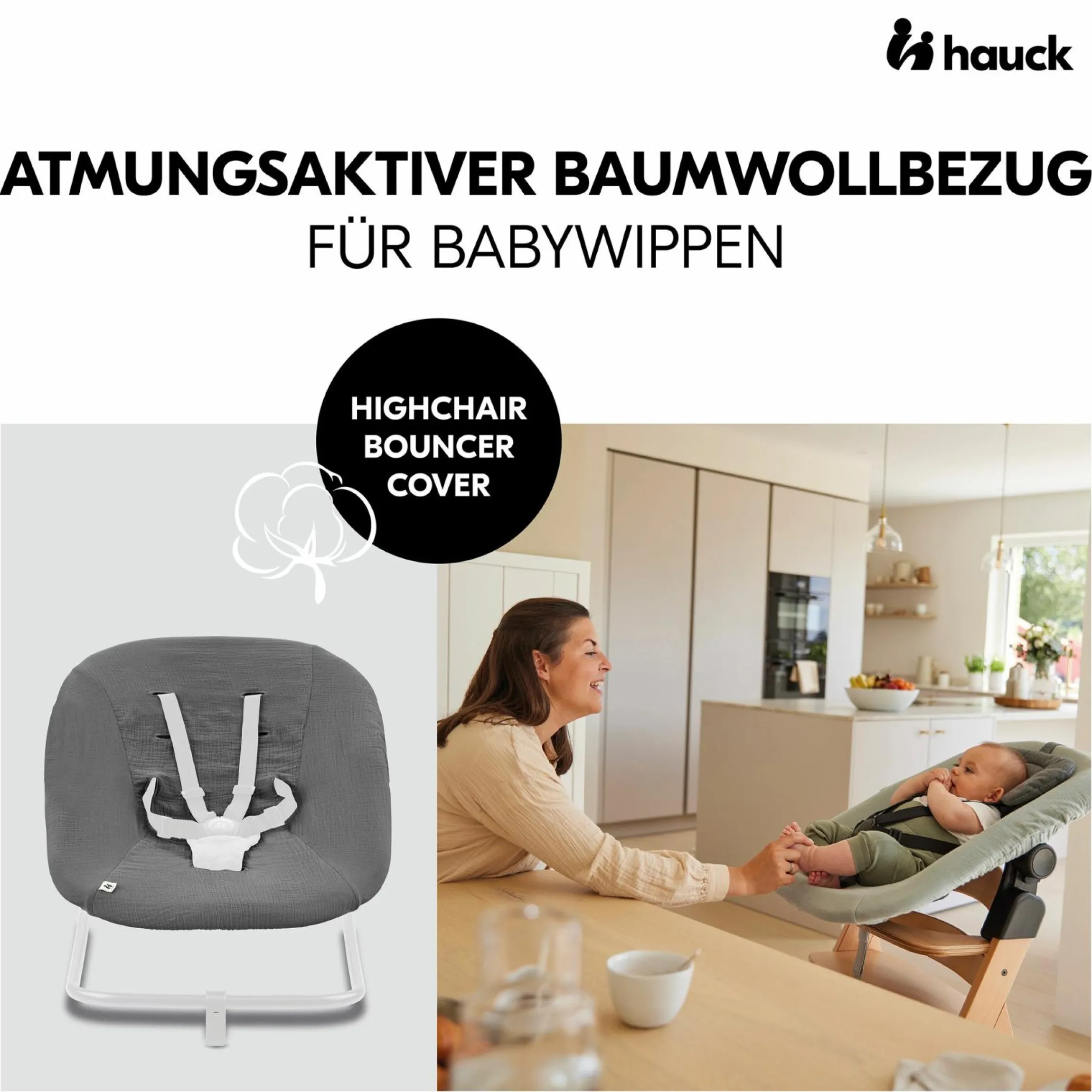 Bezug für Highchair Bouncer (atmungsaktiv & einfach waschbar) - Dark Grey