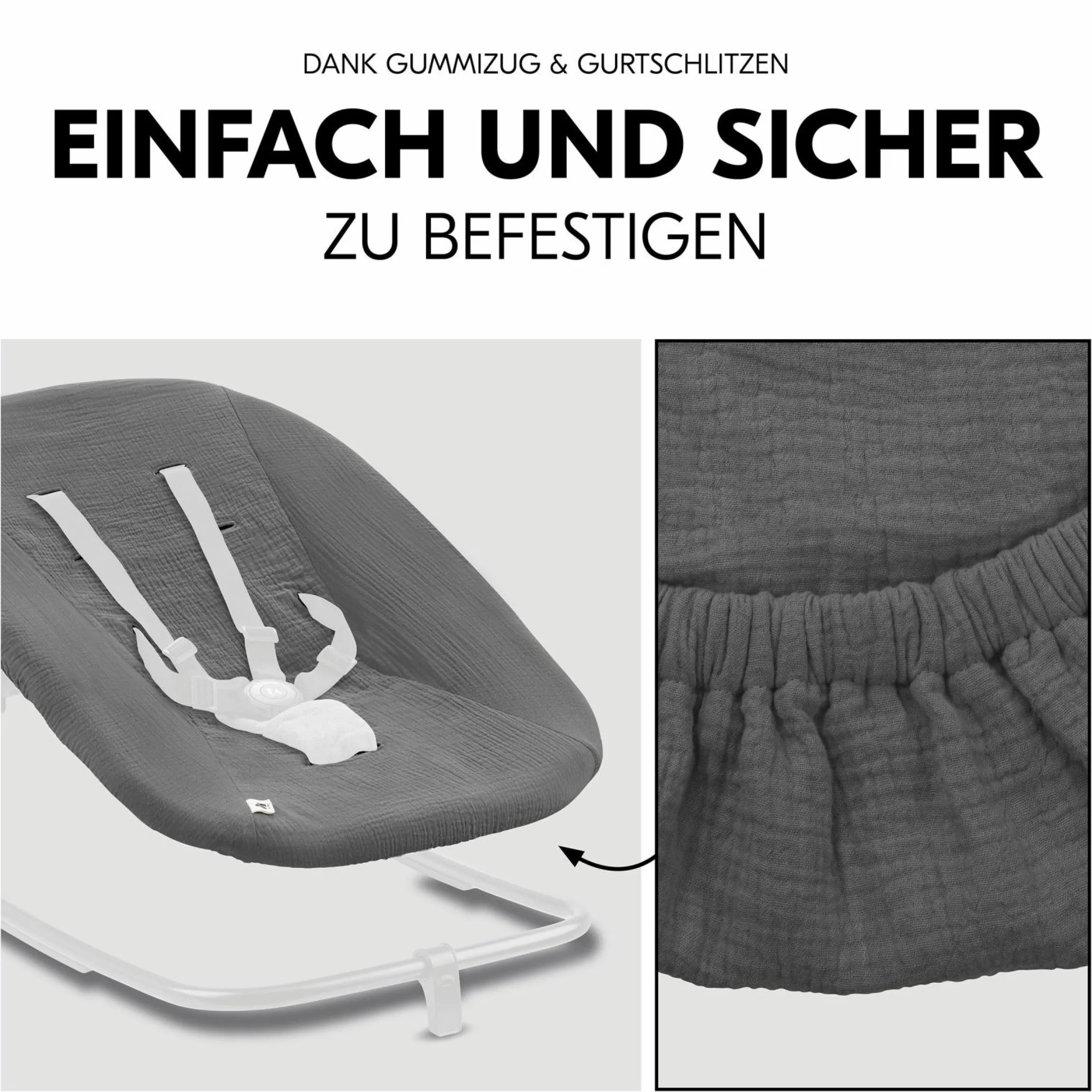 Bezug für Highchair Bouncer (atmungsaktiv & einfach waschbar) - Dark Grey